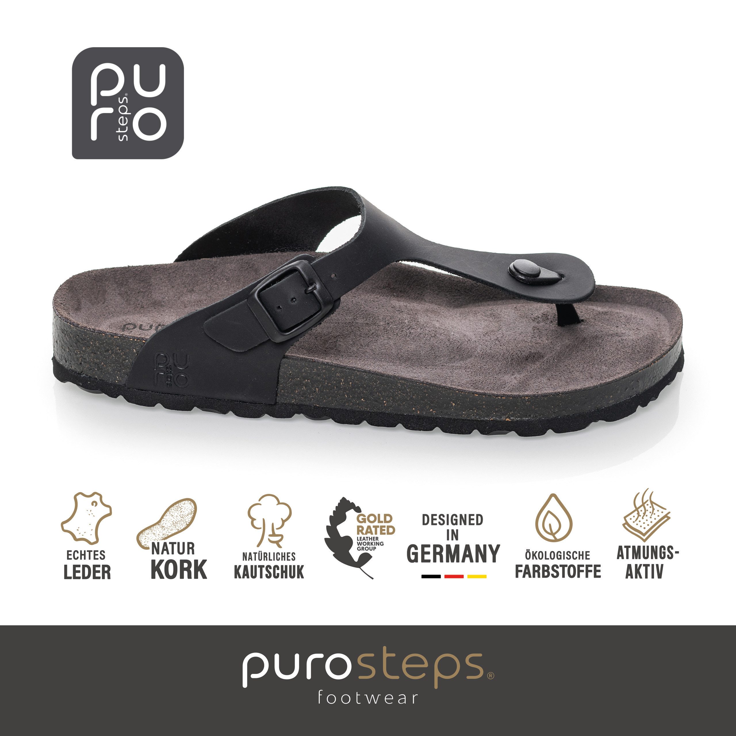 purosteps Toledo-Eco 17017-schwarz-grau Sandale Echtes Leder, Natur Materia günstig online kaufen
