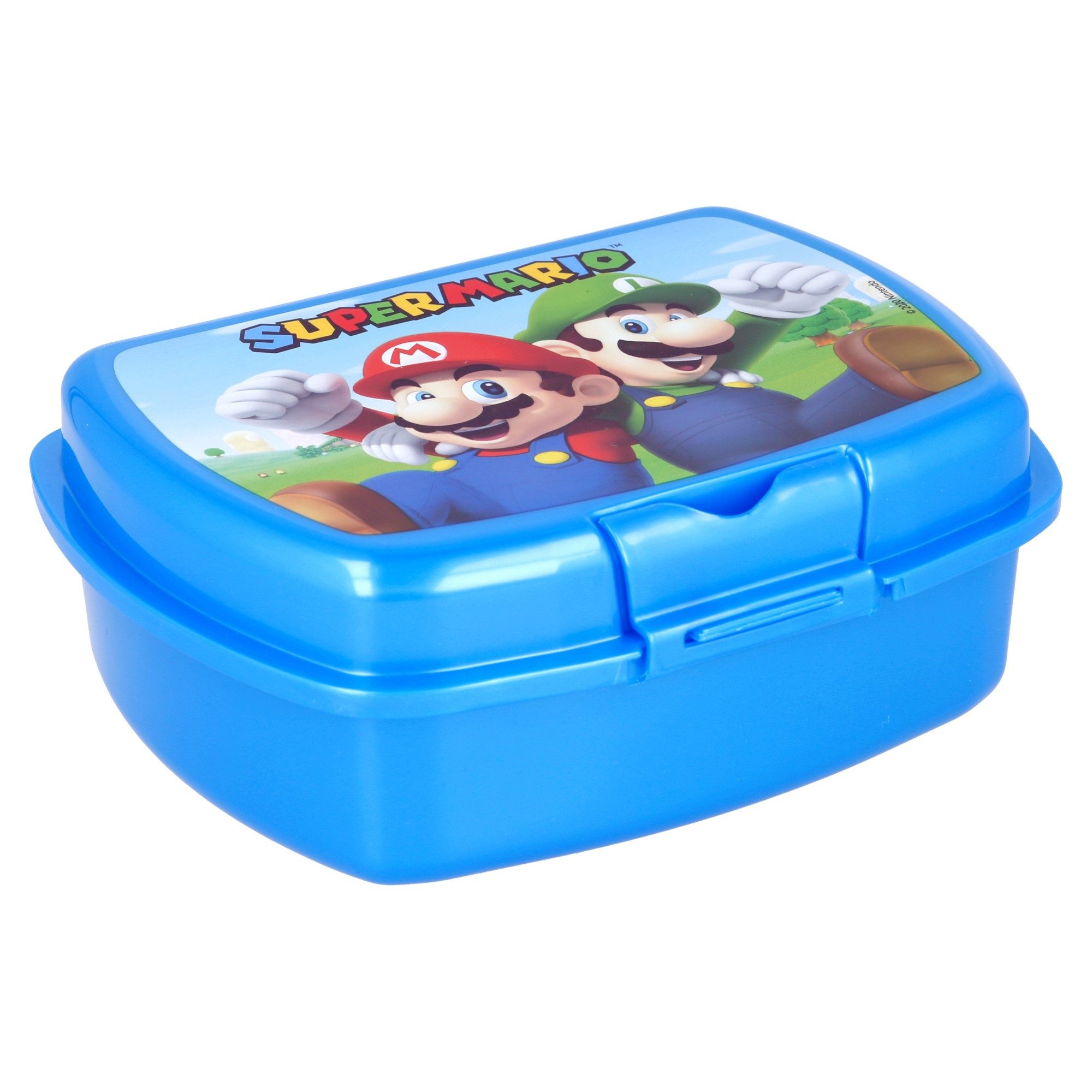 Super Mario Lunchbox Super Mario Luigi Kinder 4 teiliges Set, Kunststoff, (4-tlg), Brotdose Gabel Löffel Trinkflasche