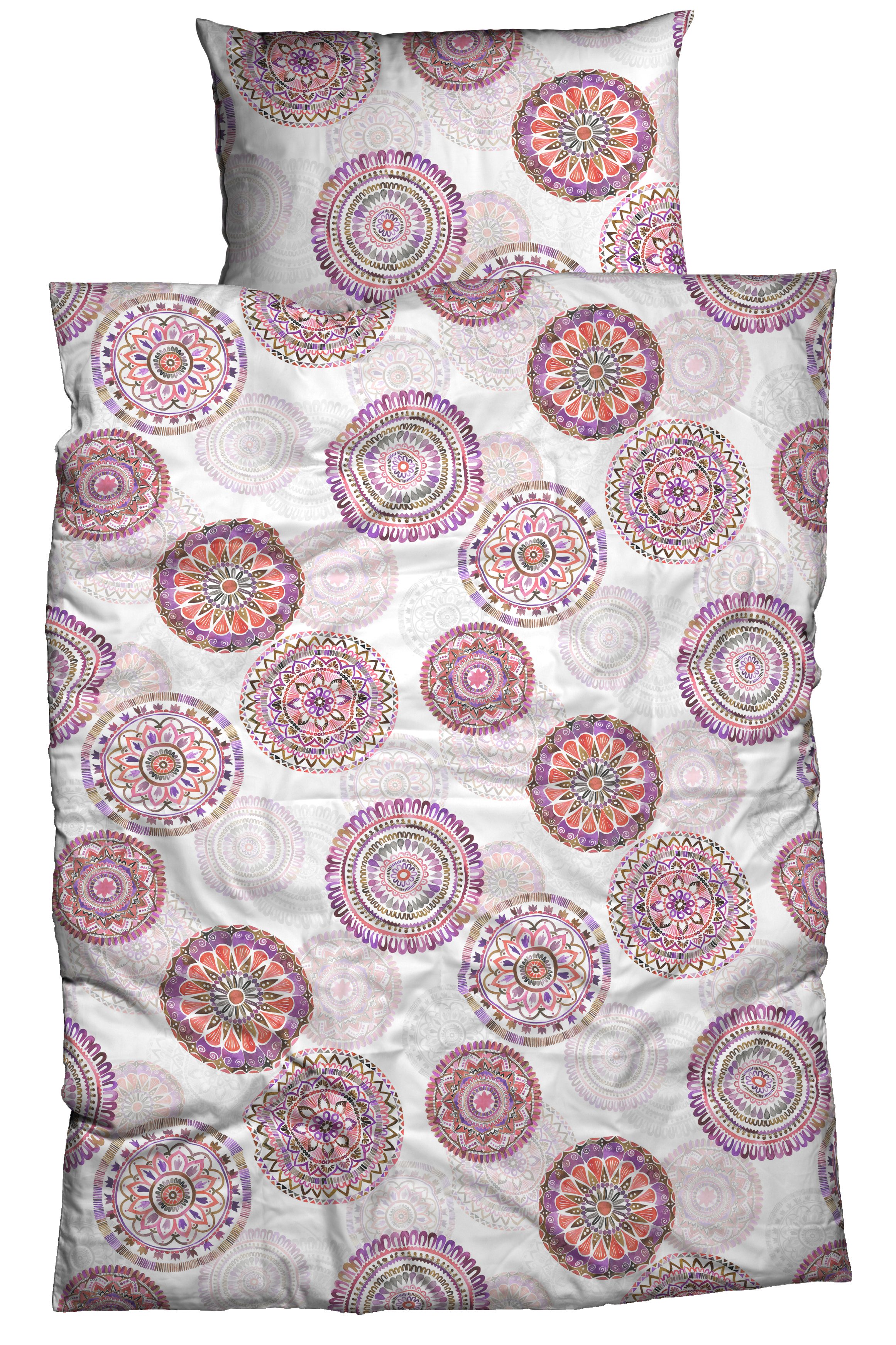 CASATEX Bettwäsche Rozette, Satin, 2 teilig, verschiedene Mandalas, modernes Design