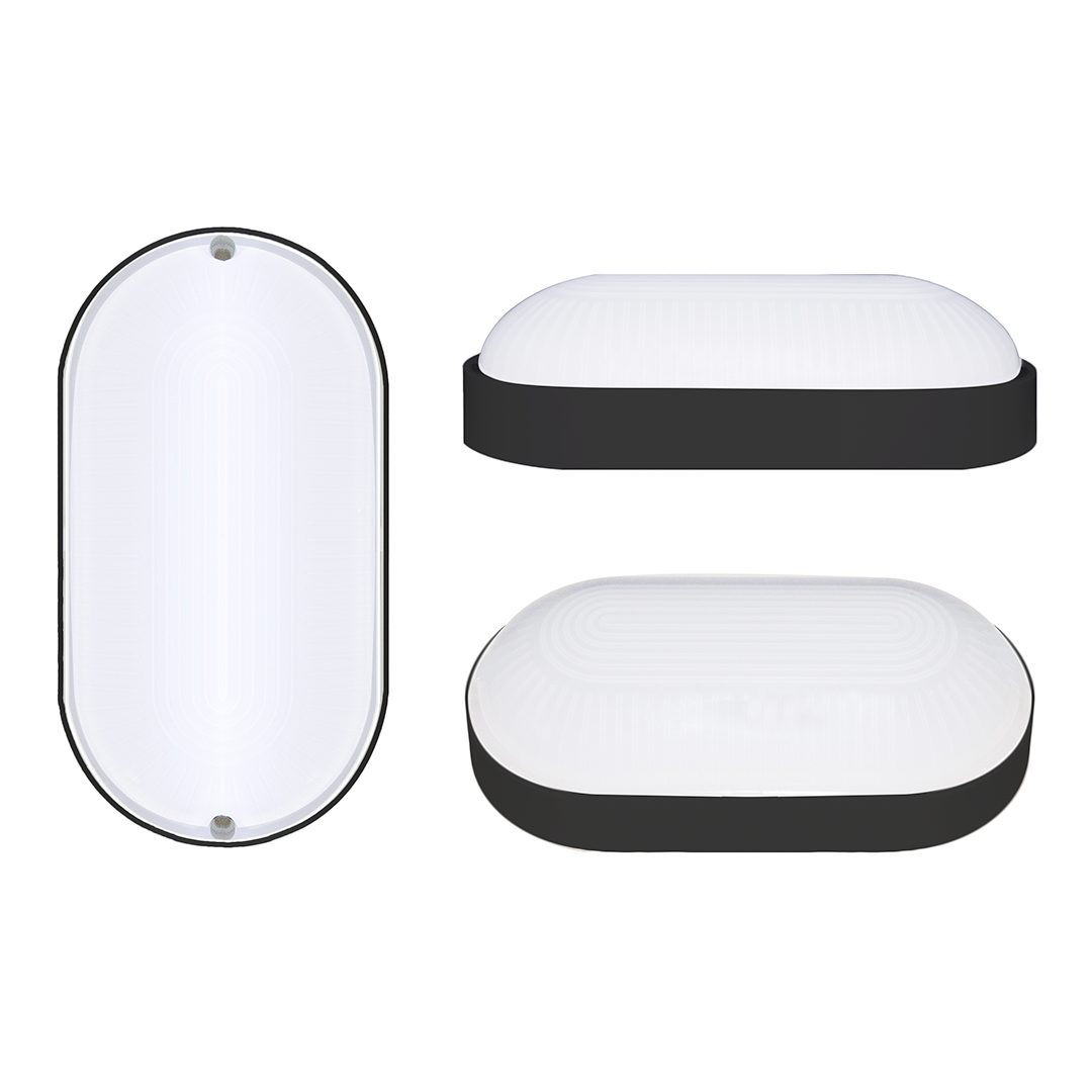 Oktaplex lighting LED Deckenleuchte Base Ovallampe IP65, 9W 800lm, LED fest verbaut, Neutralweiß 4000K, LED Ovalleuchte anthrazit Kellerleuchte Kellerlampe Wandleuchte