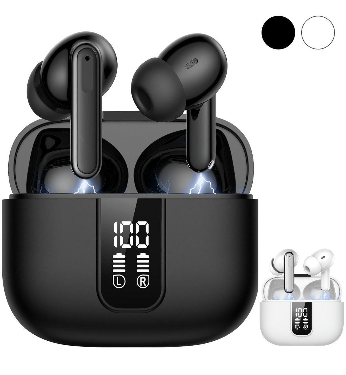 VSIUO 2024 TWS Stereo Earbuds Ohrhörer Sport Навушники Bluetooth-Kopfhörer (Rauschunterdrückung Навушники-вкладиші,Bluetooth 5.3, Google-Assistent, siri, Bluetooth, Active Noise Cancelling (ANC), Echo Noise Cancellation (ENC), Headset)