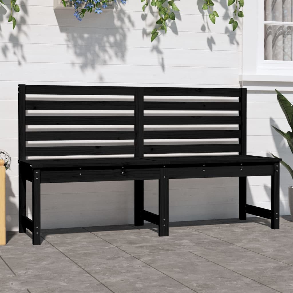 furnicato Gartenbank Klassische aus Massivholz, Schwarz, 157,5 x 48 x 91,5 cm, Komfortable Sitzbank mit Rückenlehne und Lattenrost für den Balkon
