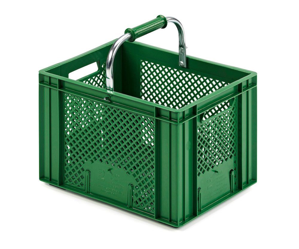 PROREGAL® Stapelbox Eurobehälter Obst- & Gemüsekasten, Tragebügel, 14,2x30x40cm, 13L, Grün