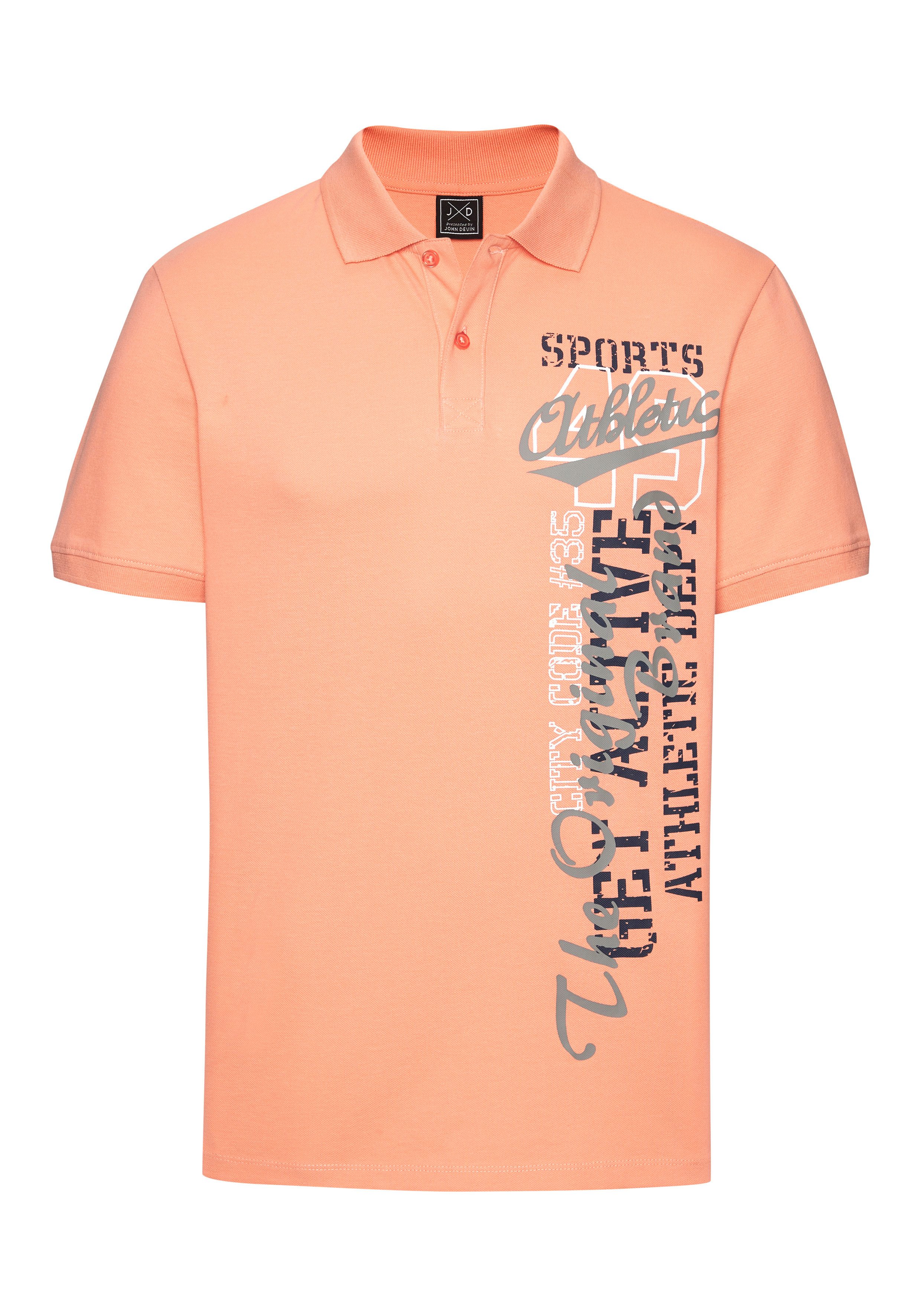 John Devin Poloshirt mit großem Druck vorn aus Baumwoll-Piqué günstig online kaufen