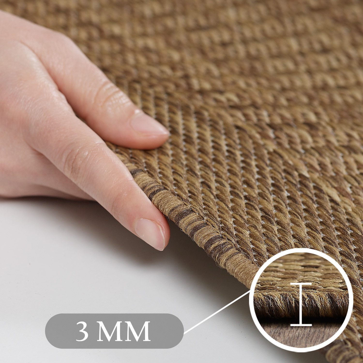 Teppium Outdoorteppich Unicolor - Einfarbig, Rechteckig, Höhe: 5 mm, Teppich Wetterfest Balkon Küchenteppich Flachgewebe Sisaloptik