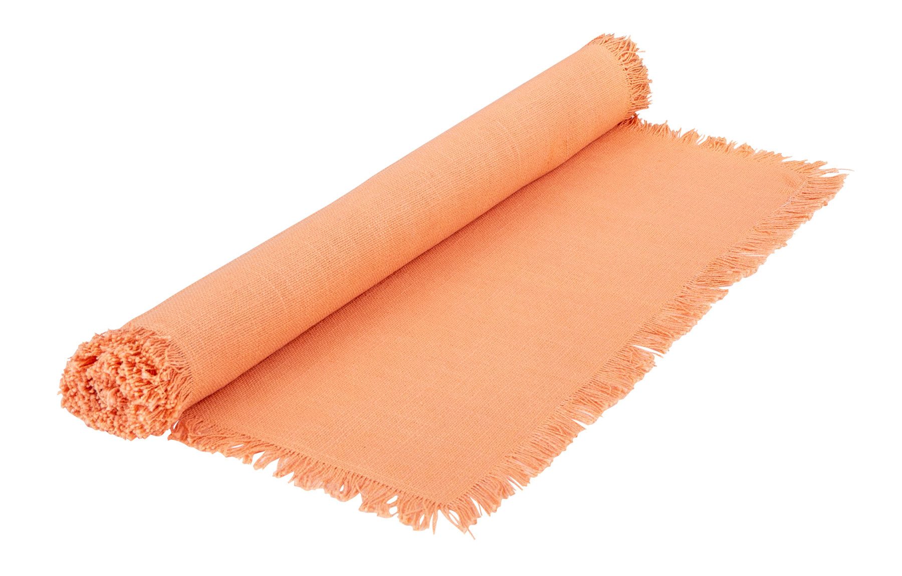 Levandeo® Tischläufer, Tischläufer L140cm Orange Baumwolle Tischdecke Fransen Boho Design