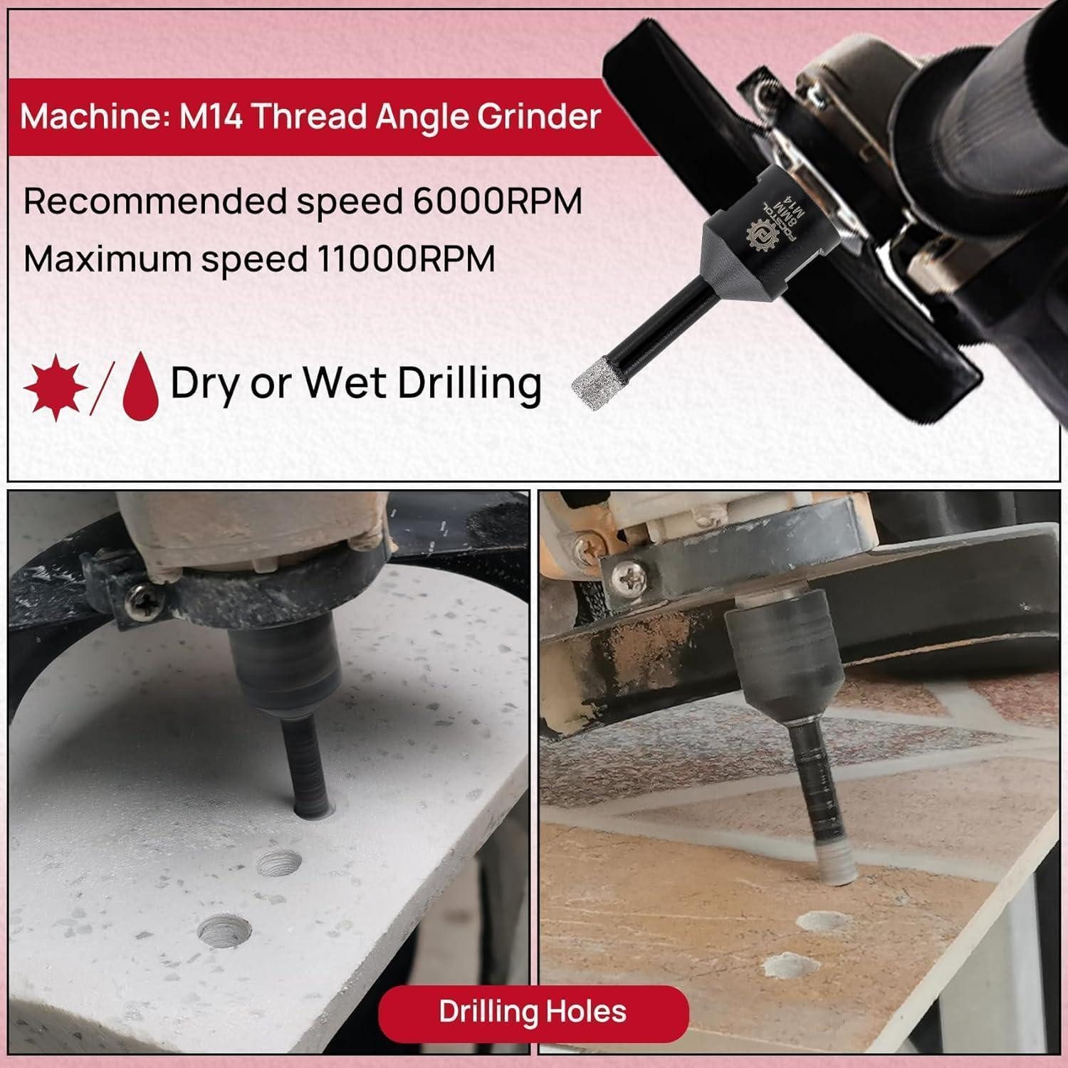 LuxusKollektion Fliesenbohrer Fliesenbohrer Diamant Lochsäge Keramik Marmor Granit M14 6 8 10mm