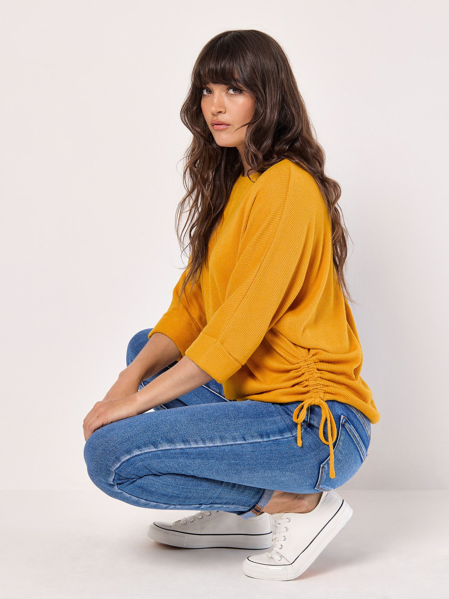 Apricot Strickpullover Strickpullover (1-tlg., Kordelzug) mit seitlicher Ra günstig online kaufen