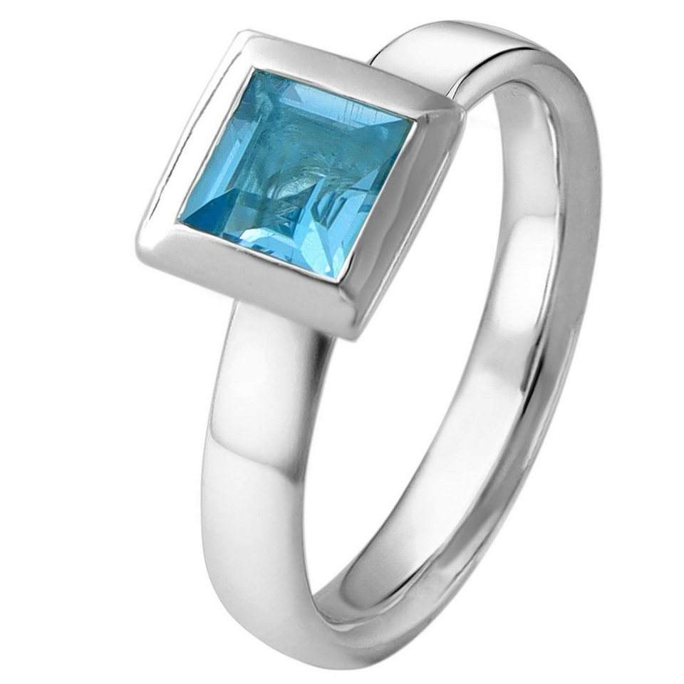 Acalee Goldring Topas Weißgold 333 / 8K Echter Topas Swiss Blau, Stein