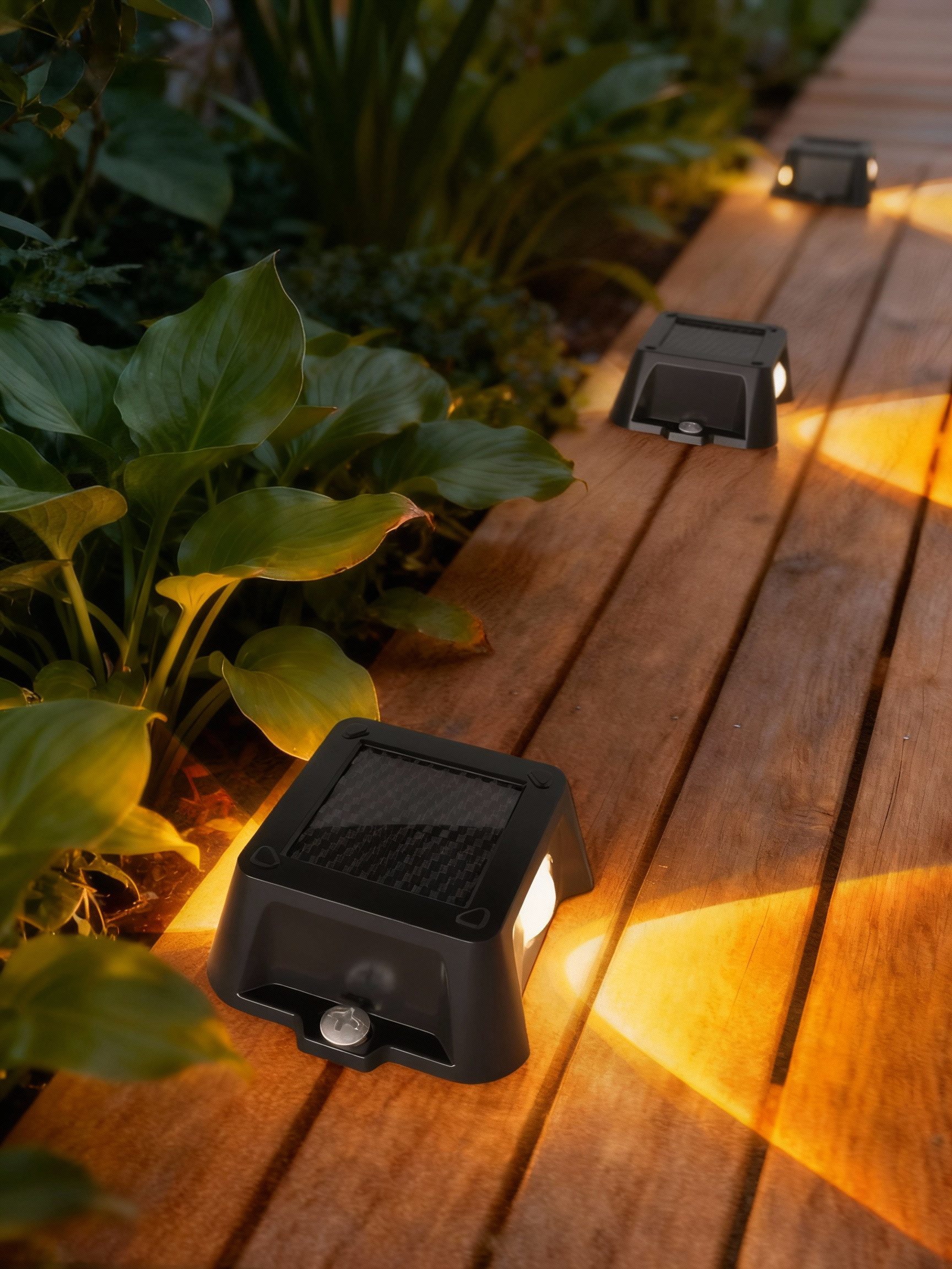 Fyrove LED Solarleuchte Solar lampen für außen, LED solarleuchten garten für Balkon, LED fest integriert, Solar Bodenleuchten Außen Treppenbeleuchtung LED Solar Deck Light
