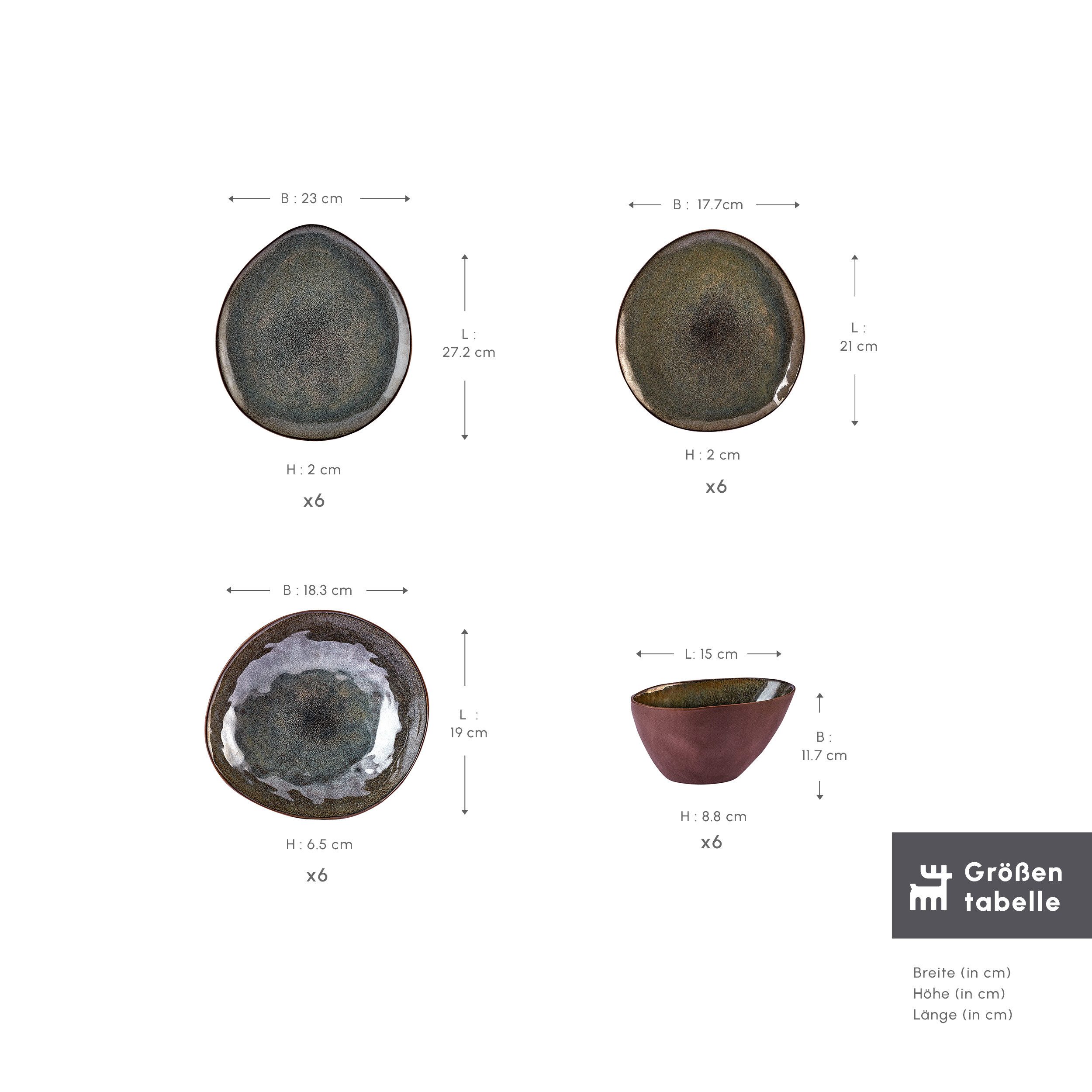 Karaca Geschirr-Set Karaca Earth Collection Bon Reaktiv 24-teiliges Geschirrset 6 Personen