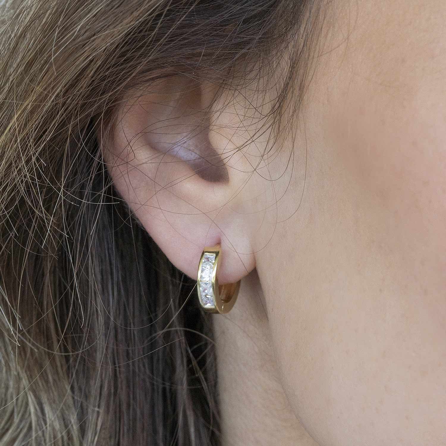 Materia Klappcreolen Damen Gelbgold Creolen Zirkonia Weiß Ø15mm SO-453, Ste günstig online kaufen