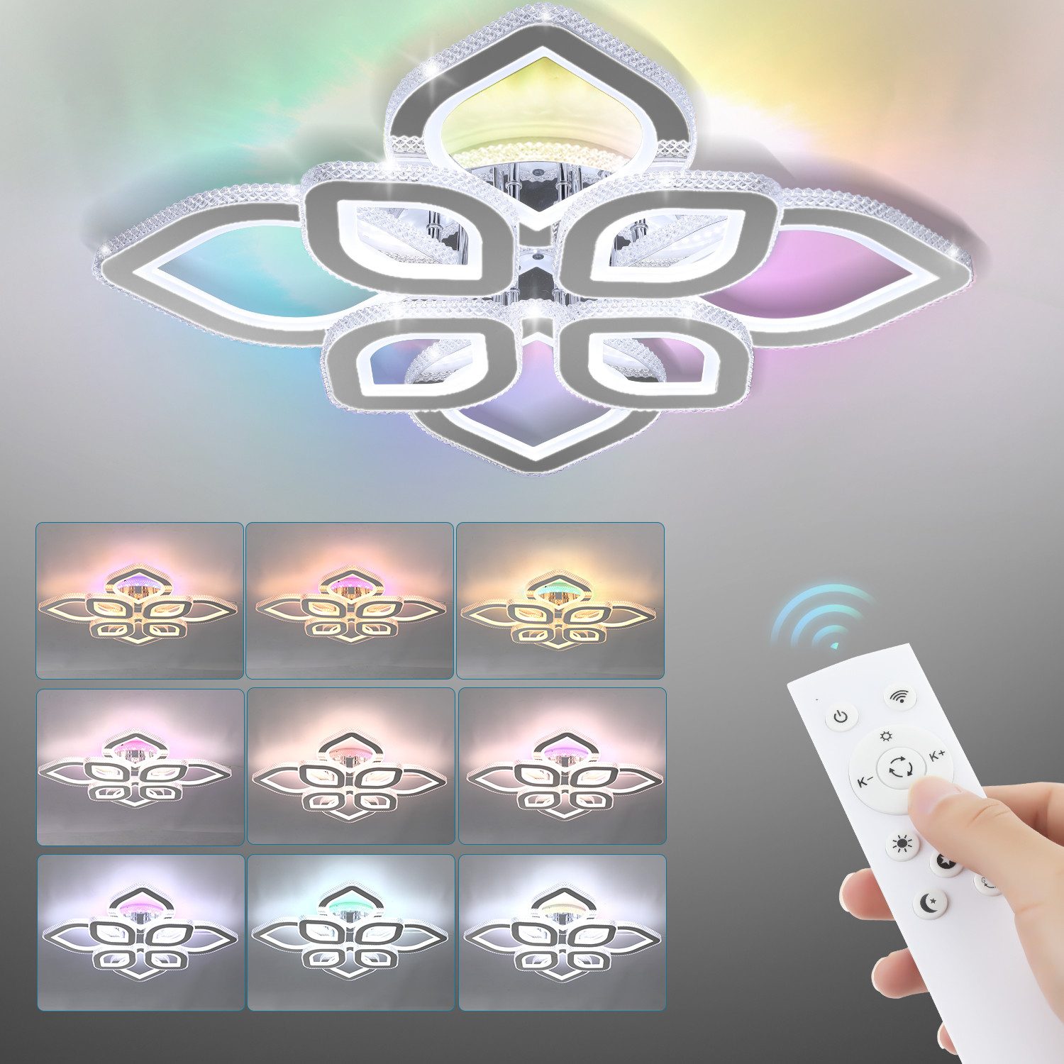 LETGOSPT LED Deckenleuchte 32W Modern Blumenform günstig online kaufen