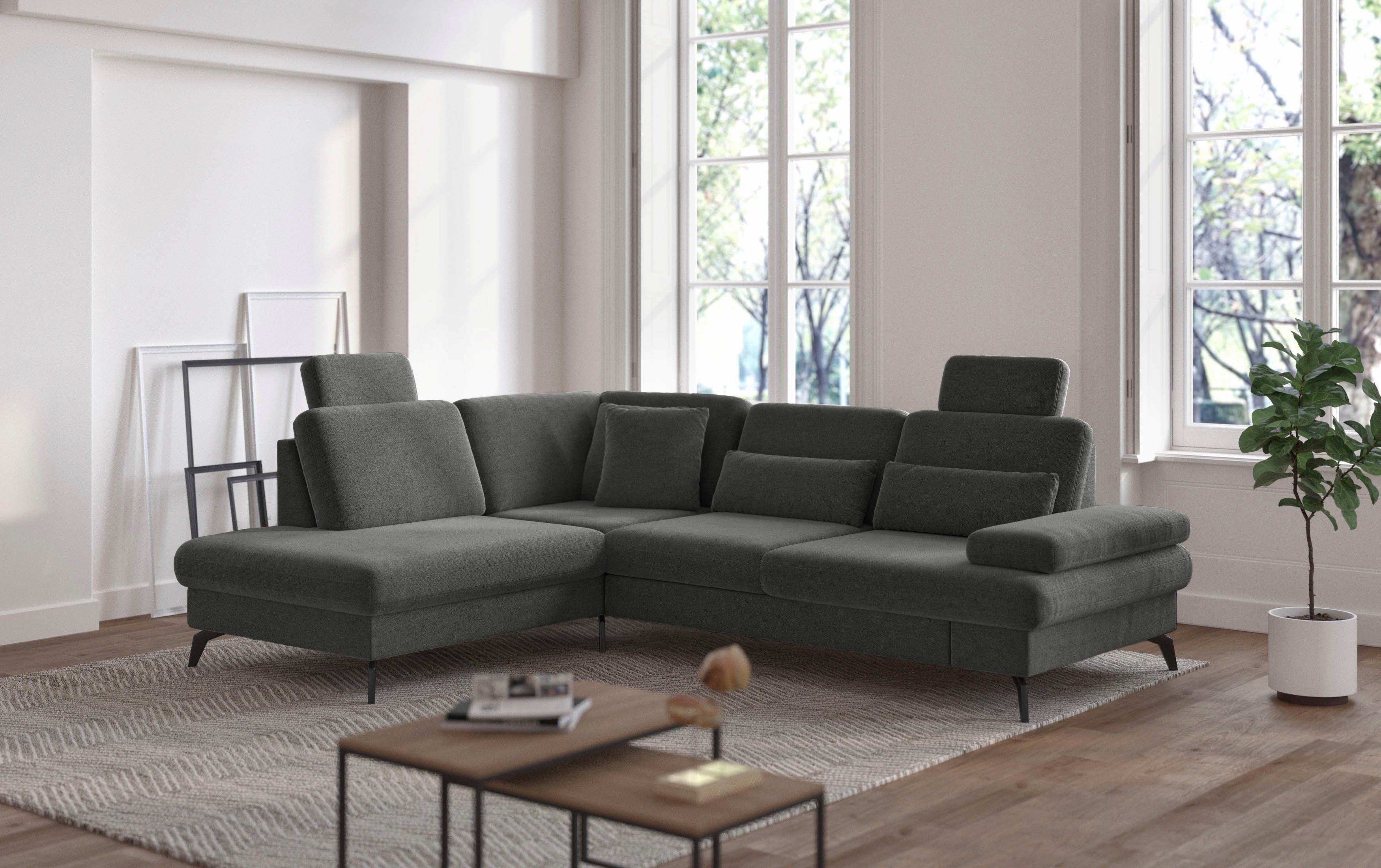 sit&more Ecksofa Morris L-Form, inkl. Sitztiefenverstellung, wahlweise mit Armteilverstellung, Schlaffunktion & Bettkasten