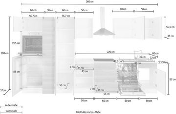 wiho Küchen Küchenzeile Zell, mit E-Geräten, Breite 360 cm