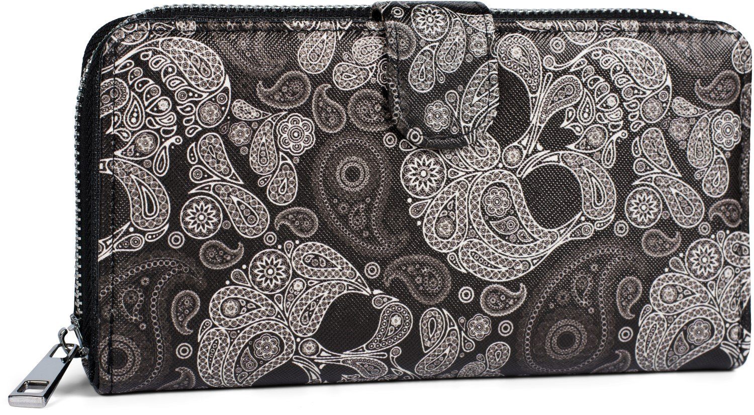 Geldbörse Große Print (1-tlg), Paisley Totenkopf Geldbörse styleBREAKER mit