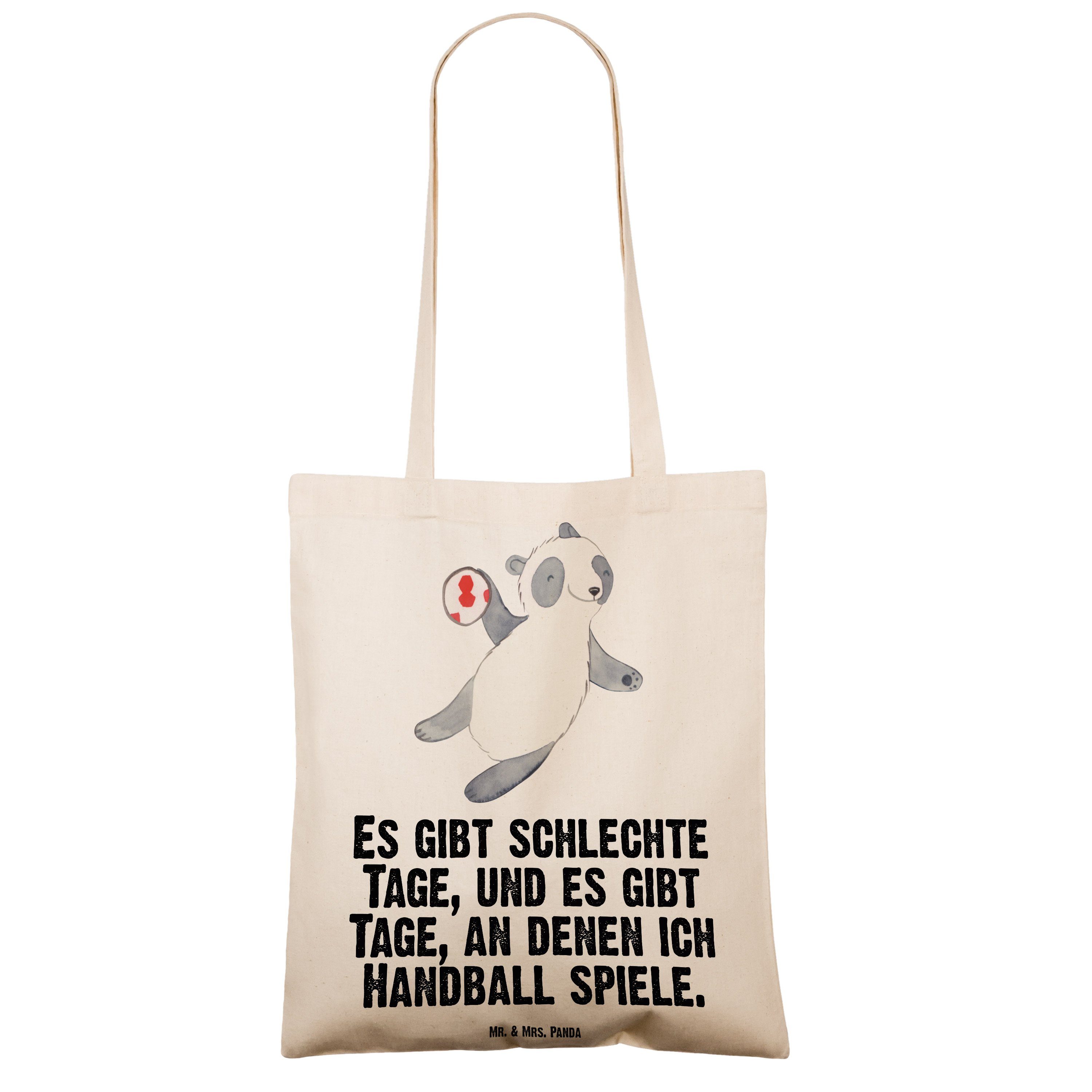 Tragetasche Transparent - Handball Tage E & spielen Geschenk, Panda Mrs. - Mr. Panda Beuteltasche, (1-tlg)