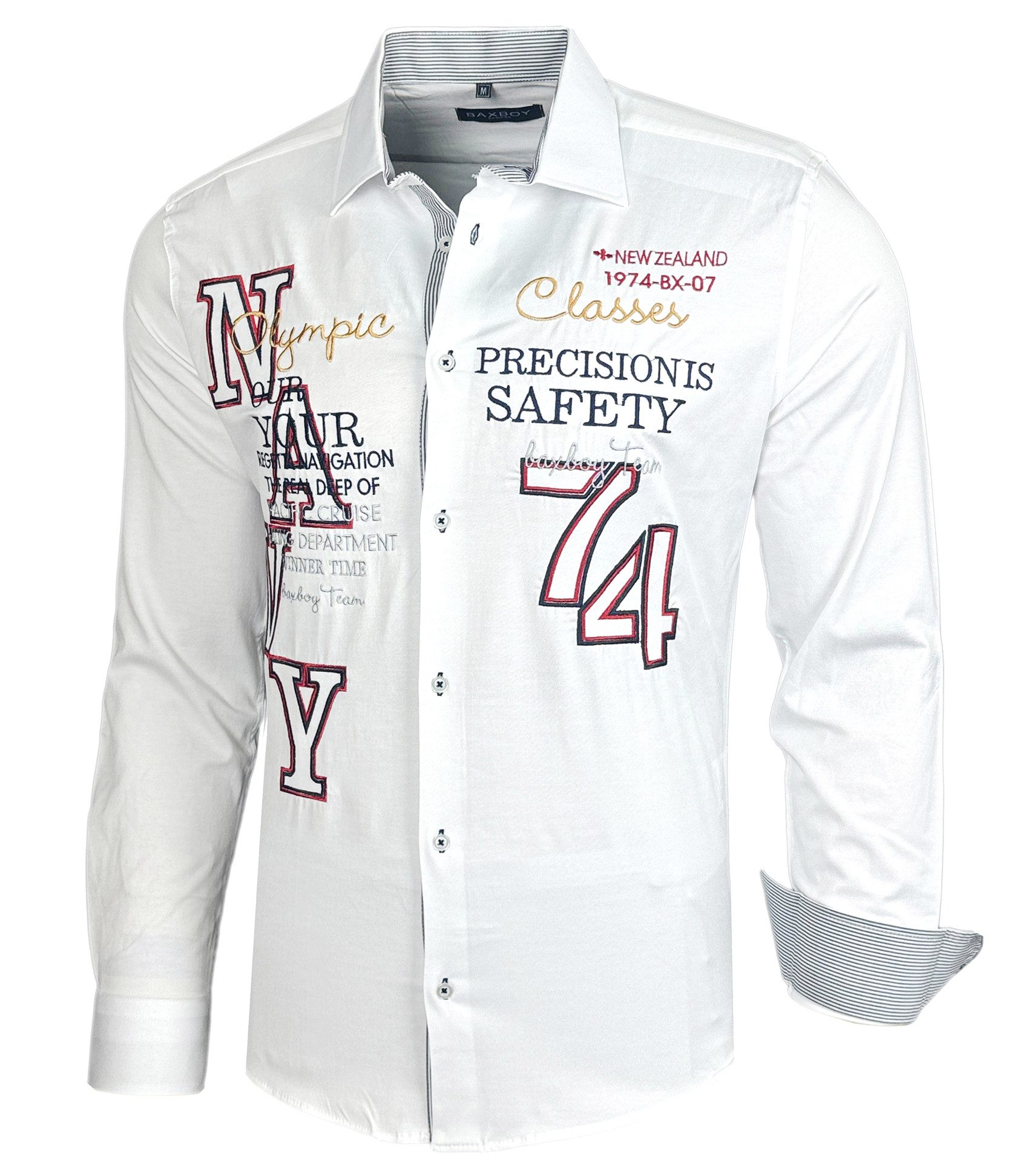 Baxboy Langarmhemd Baxboy Herren Hemd Kentkragen Hemden Slim Fit Anzug Kontrasten B 507