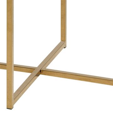 ebuy24 Couchtisch Alisma Ecktisch Ø50 cm grüner Marmordruck, goldene