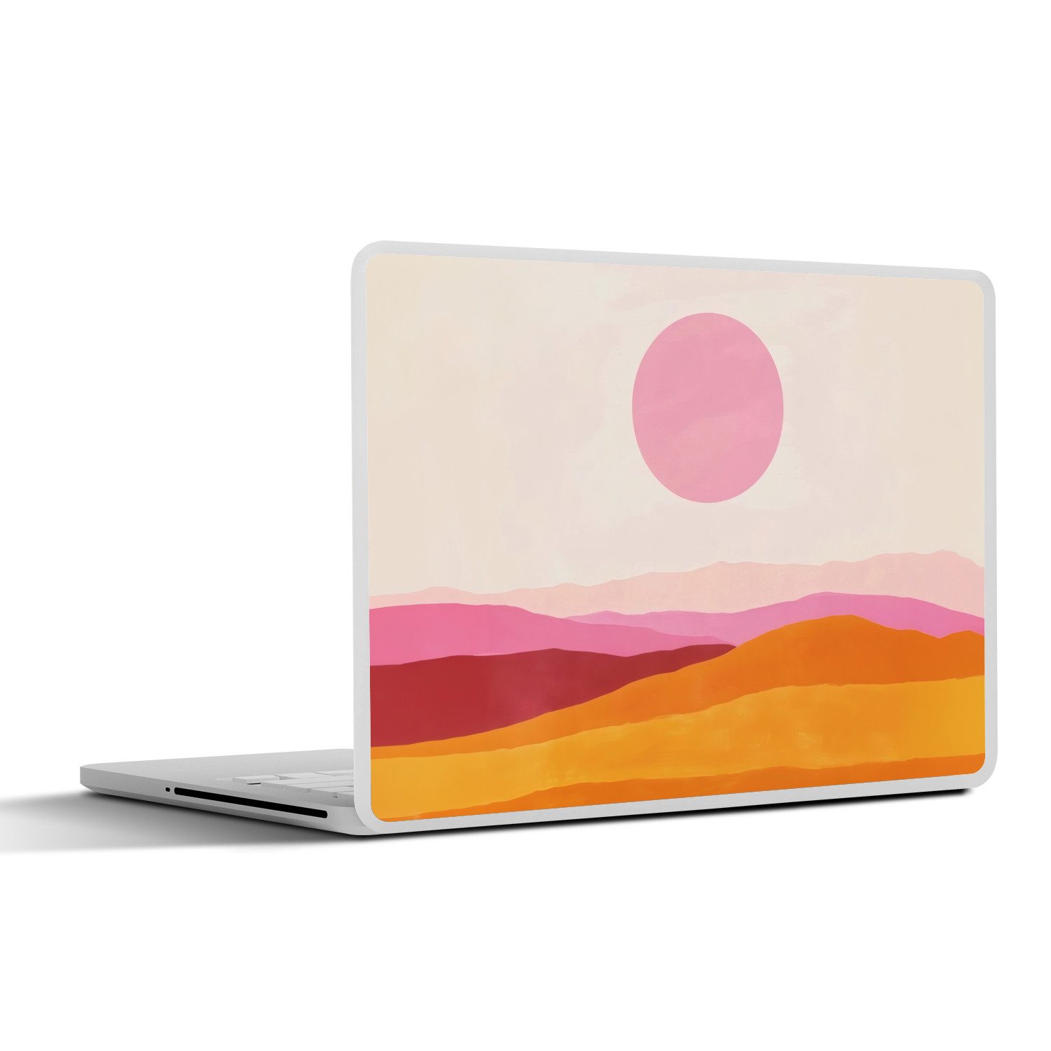 MuchoWow Laptop-Aufkleber Hügel - Orange - Sonne - Abstrakt, (1tlg), Aufkleber Geeignet für Laptops, Schutz vor Kratzern, Sticker, 32x23 cm
