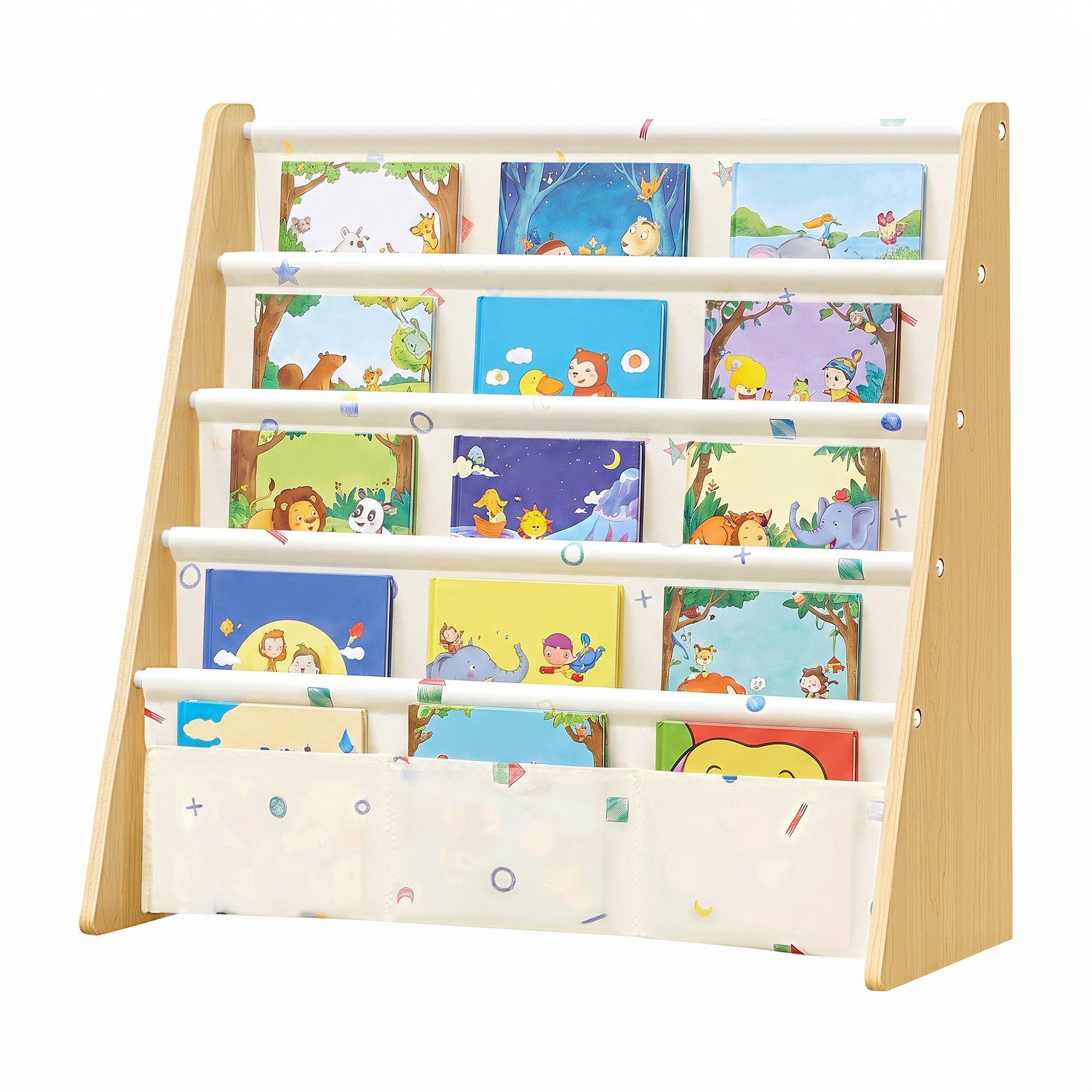 SONGMICS Spielzeugtruhe Bücherregal Kinder Kinderregal mit 4 Ebenen, mit 4 Ebenen Sicher und Stabil 62,4 x 25 x 60 cm