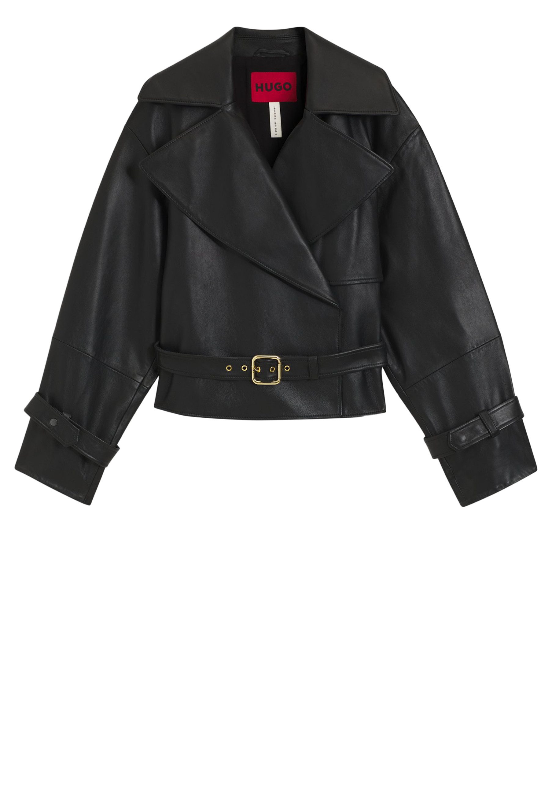 HUGO Lederjacke Lanitte mit Gürtel (1-St)