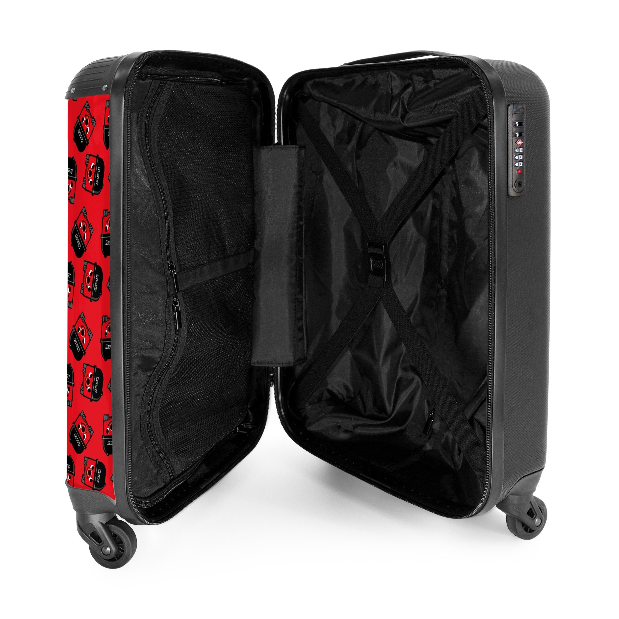NoBoringSuitcases.com© Kinderkoffer Henry – Rot – Staubsauger 55x35x20cm, 4 Rollen, Kinder Koffer Klein, Trolley Handgepäck, Reisekoffer
