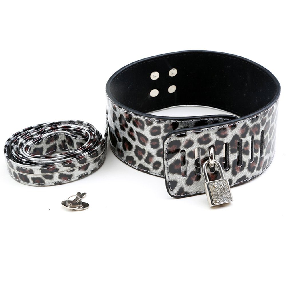 Erotik-Halsband Leopard Kunstleder, 1-tlg. PVC Packung, Design Halsband