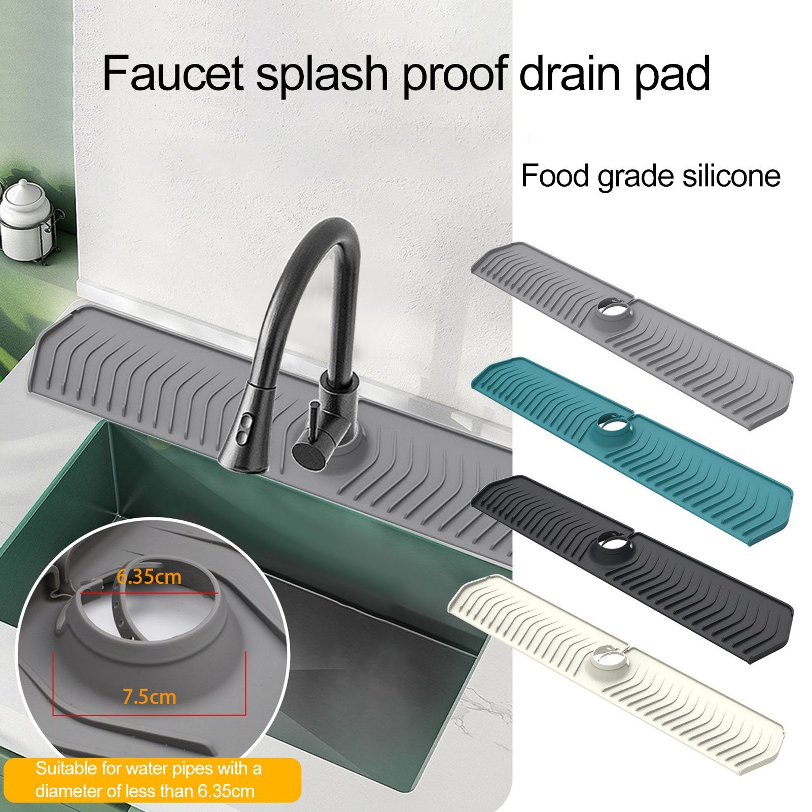 Rutaqian Küchenspüle Wasserhahn Drain Pad, Küche für Grau Haus Silikon Tropffänger Tablett