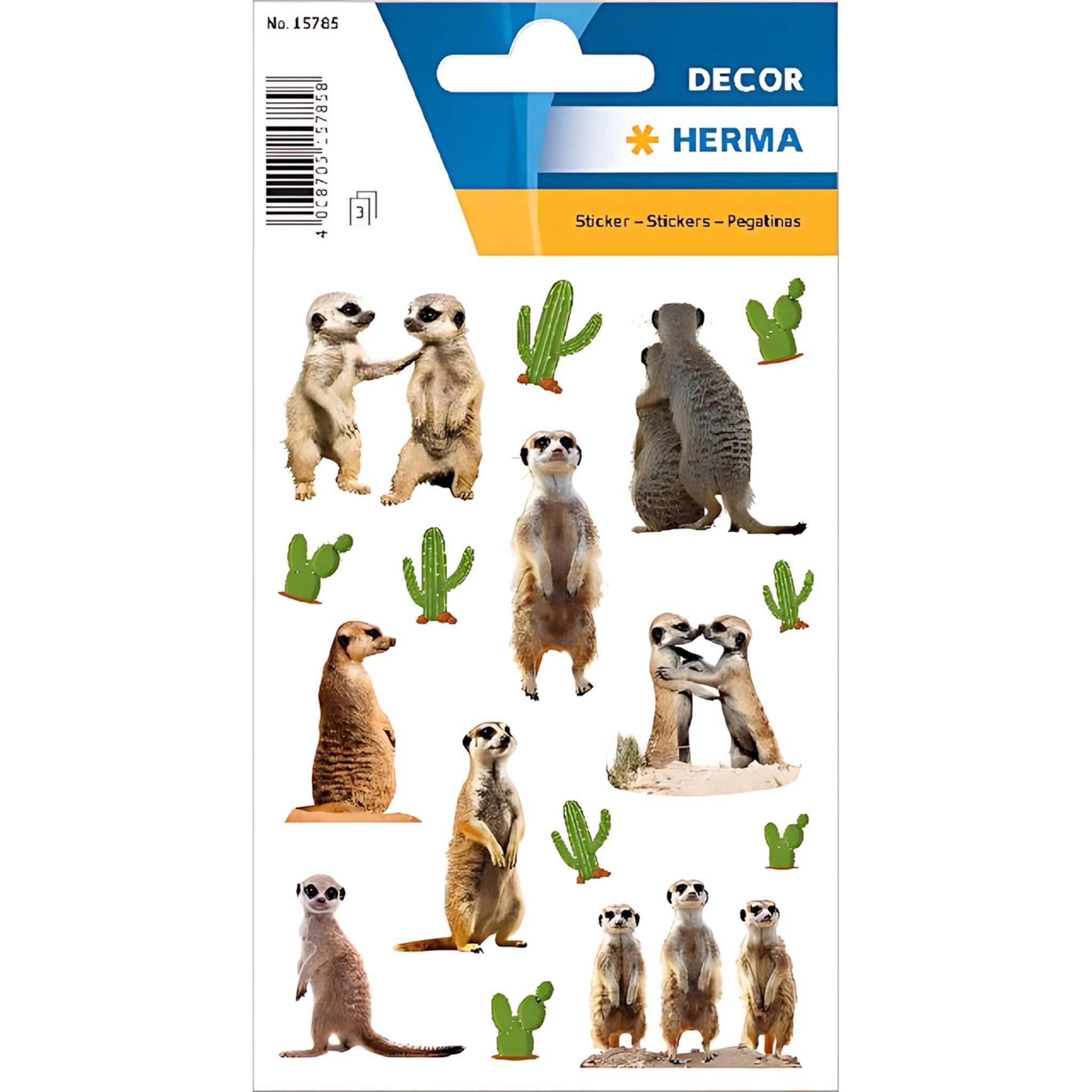 HERMA Sticker Herma Sticker DECOR Tiere Erdmännchen 3 Bl