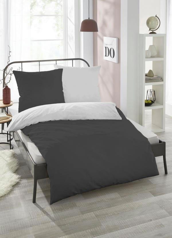 Castell - Markenbettwäsche Wendebettwäsche Uni-Microfaser-Satin in günstig online kaufen