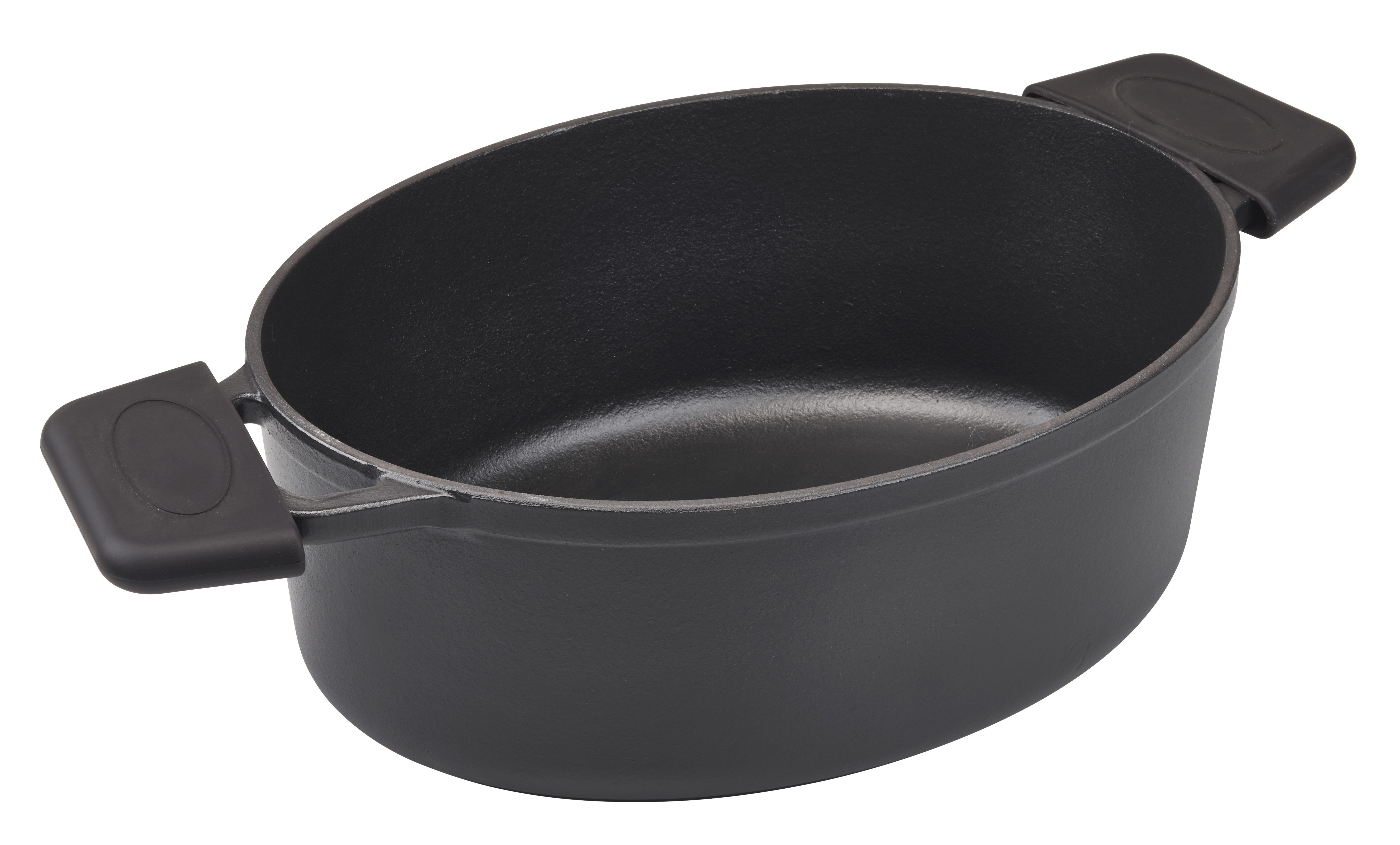 Hanseatic Bräter hanseatic, Gusseisen (2-tlg), Ovaler Gusseisen Bräter inklusive Griffschutz für Induktion geeignet