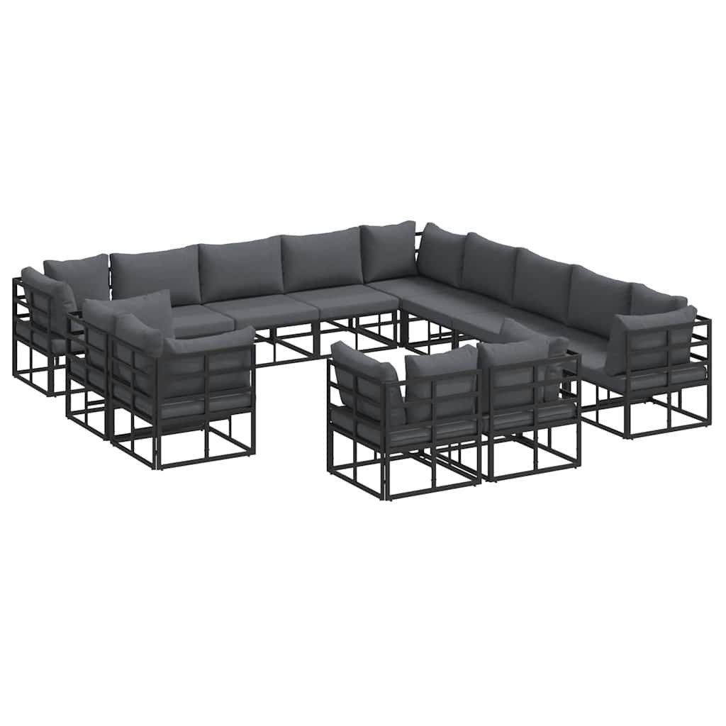 vidaXL Gartenlounge-Set Gartensofa-set 13 stk. Schwarz Aluminium, (13-tlg)