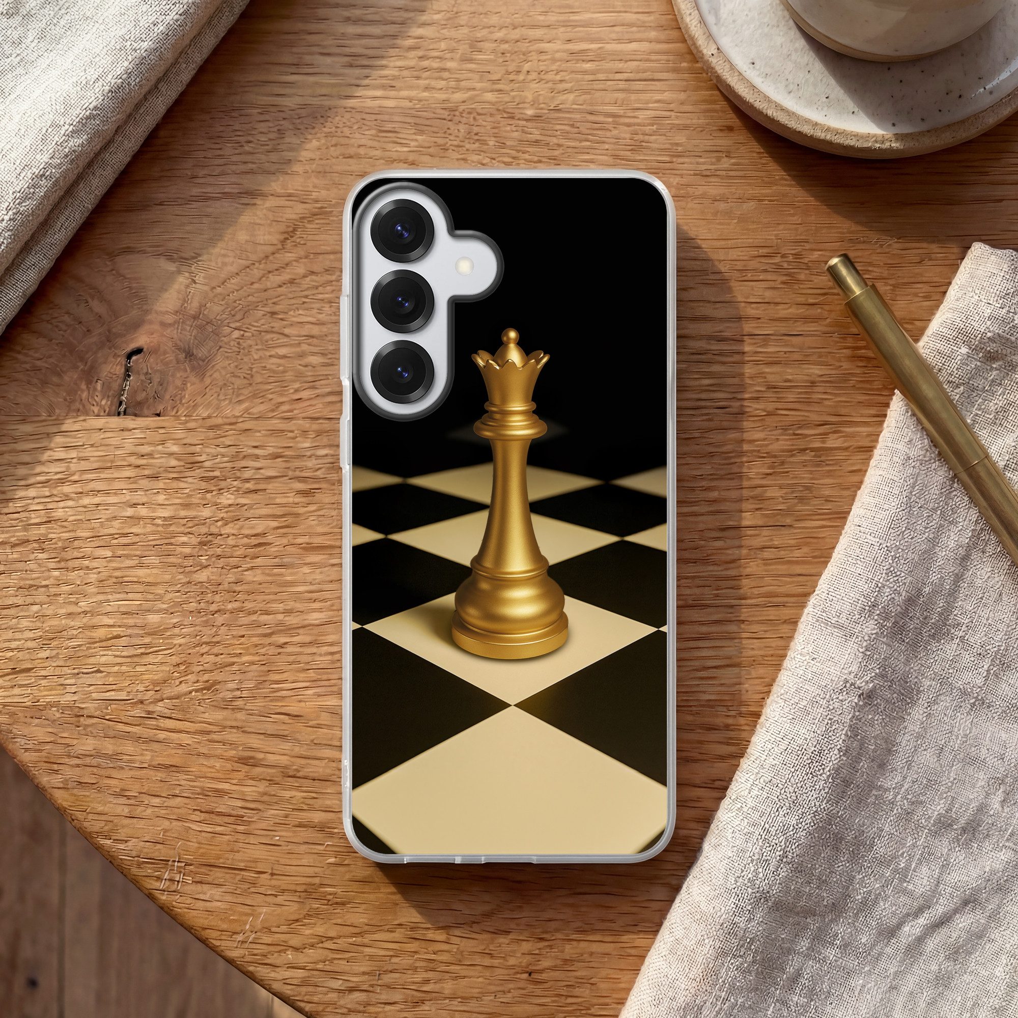 MuchoWow Handyhülle für Samsung Galaxy S26 Plus Dame - Schachfigur - Blockiert - Gold, Smartphone-Bumper, Print, Handy Schutzhülle Dünn