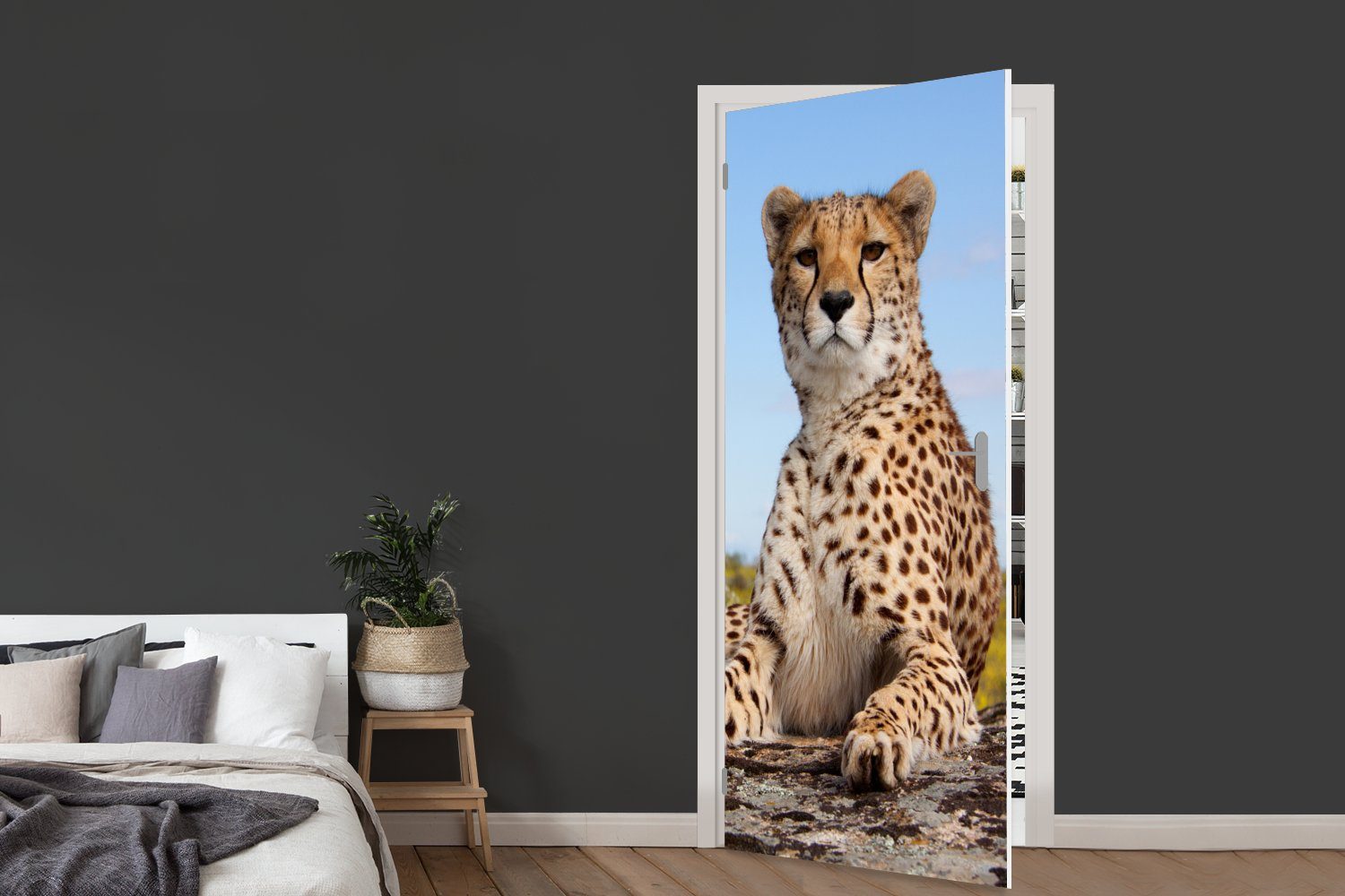 MuchoWow Türtapete Leopard - Tiere (1 bedruckt, für Fototapete Türaufkleber, 75x205 cm - Matt, Tür, St), Natur
