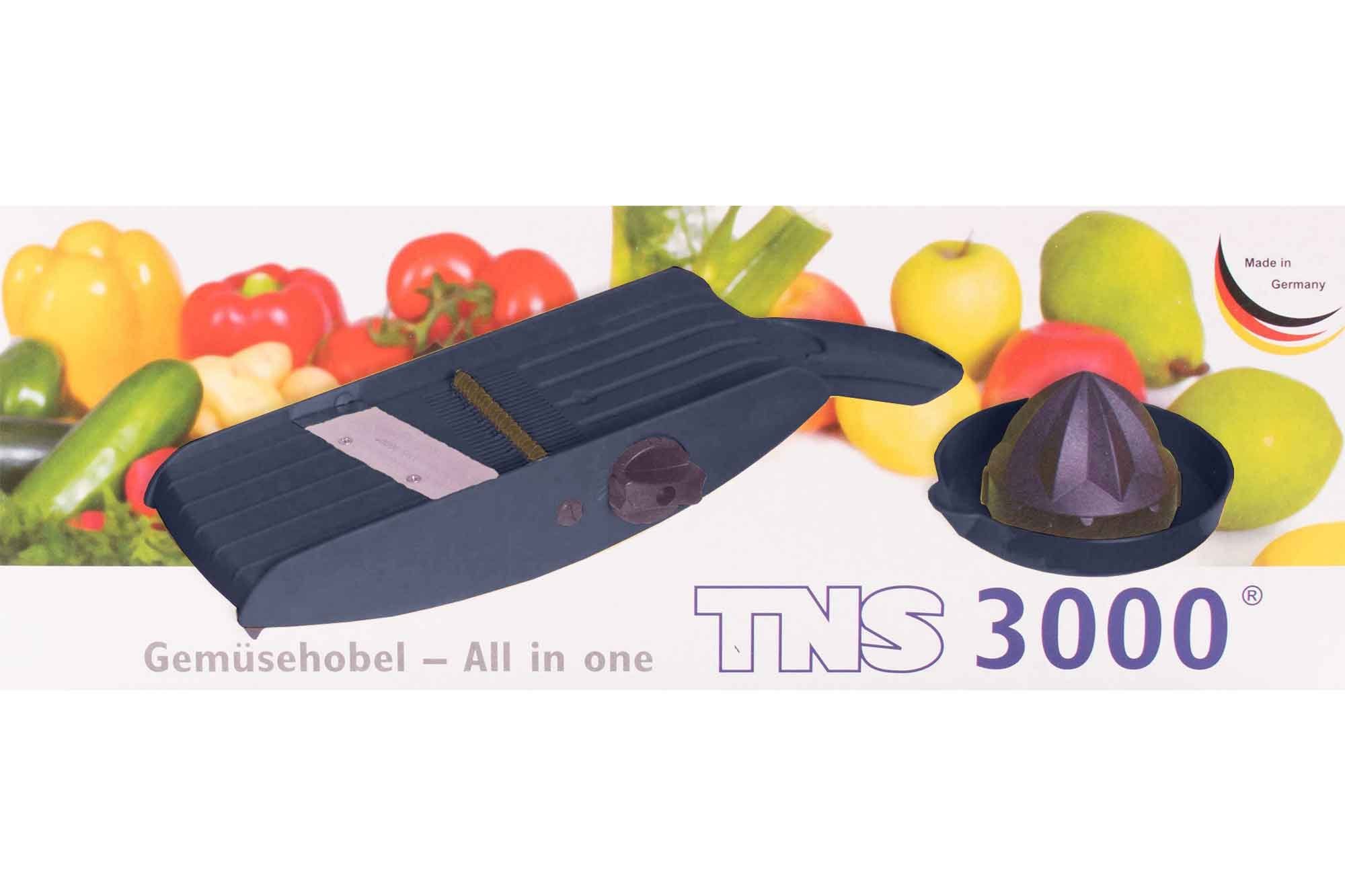 TNS 3000 Gemüsehobel TNS 3000 All in ONE Gemüsehobel Küchenhobel Gemüsereibe Zerkleinerer, Kunststoff, (Set mit Restehalter, 2-St), 32 Einstellmöglichkeiten