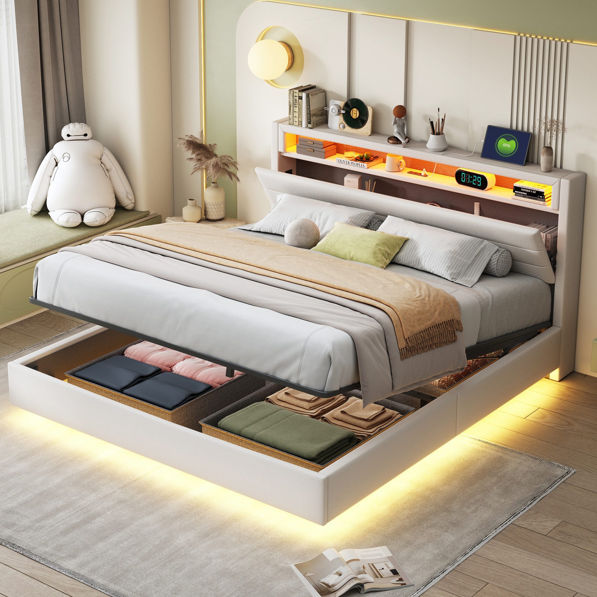 HAUSS SPOLE Polsterbett 160x200cm mit USB-Steckdose günstig online kaufen