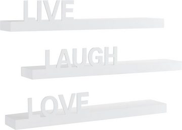 my home Deko-Wandregal Live - Love - Laugh, Set 3-tlg., Dekoregal, Wanddeko, mit Schriftzug