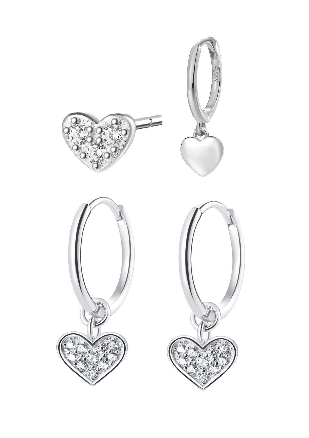 Ohrring-Set Herzmomente, Silber 925 18K vergoldet