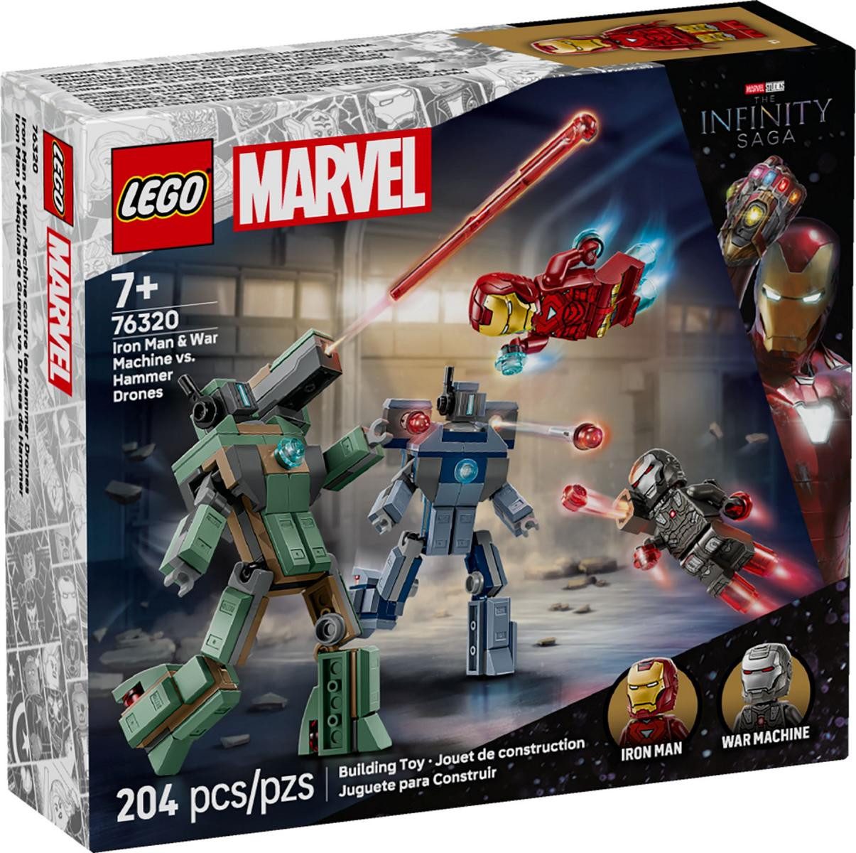 LEGO® LEGO® Super Heroes 76320 Iron Man & War Machine vs. Hammer-Drohnen Konstruktionsspielsteine, (204 St)
