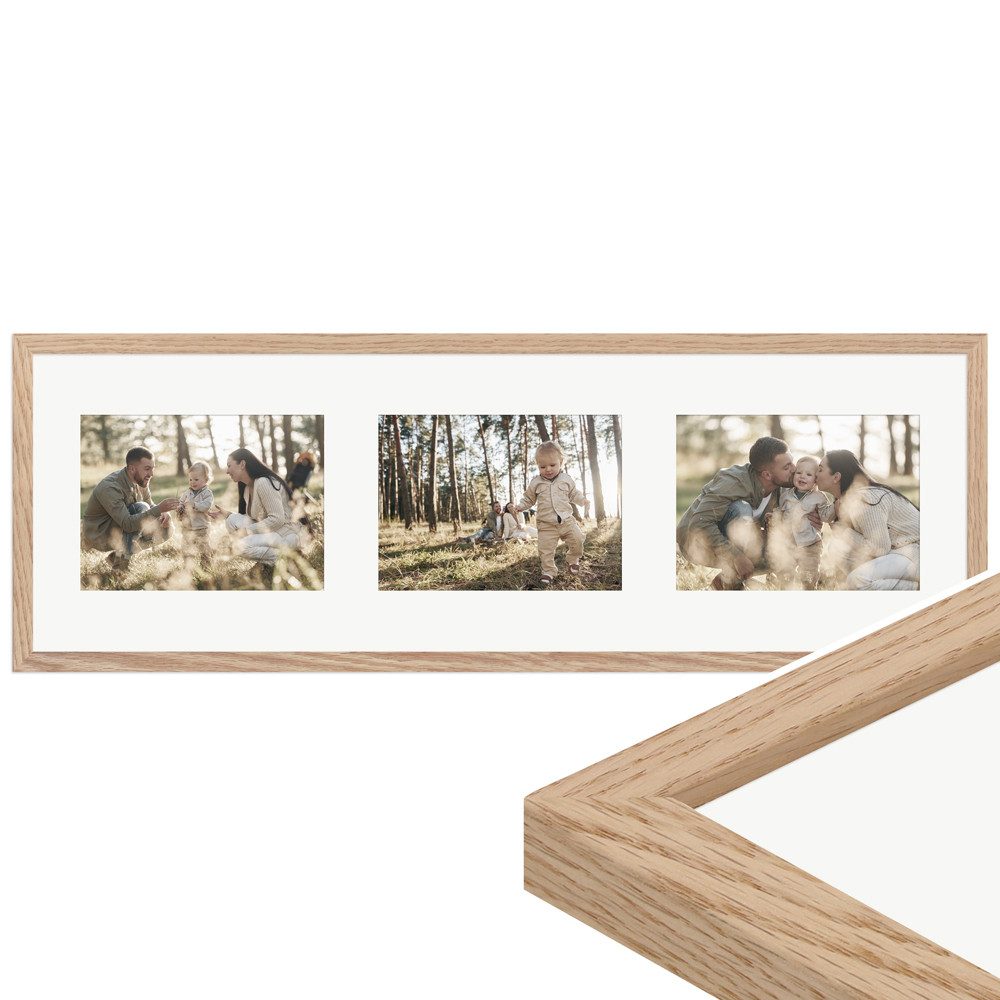 WANDStyle Galerierahmen G950 23x70 cm, für 3 Bilder, im Format 13x18 cm, aus Massivholz in der Farbe Eiche