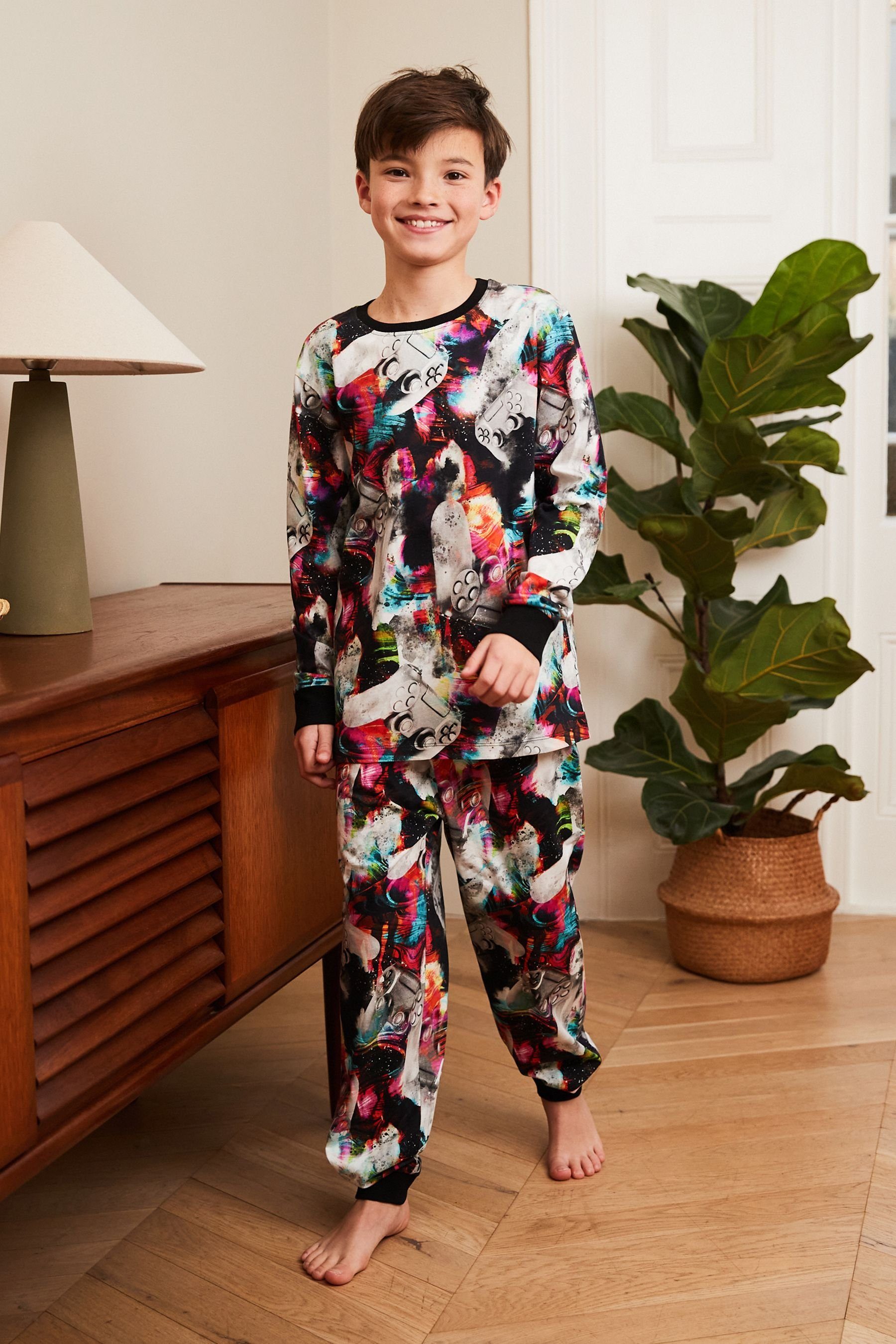 Next Pyjama Langärmeliger (2 Game Black Controller tlg) Schlafanzug