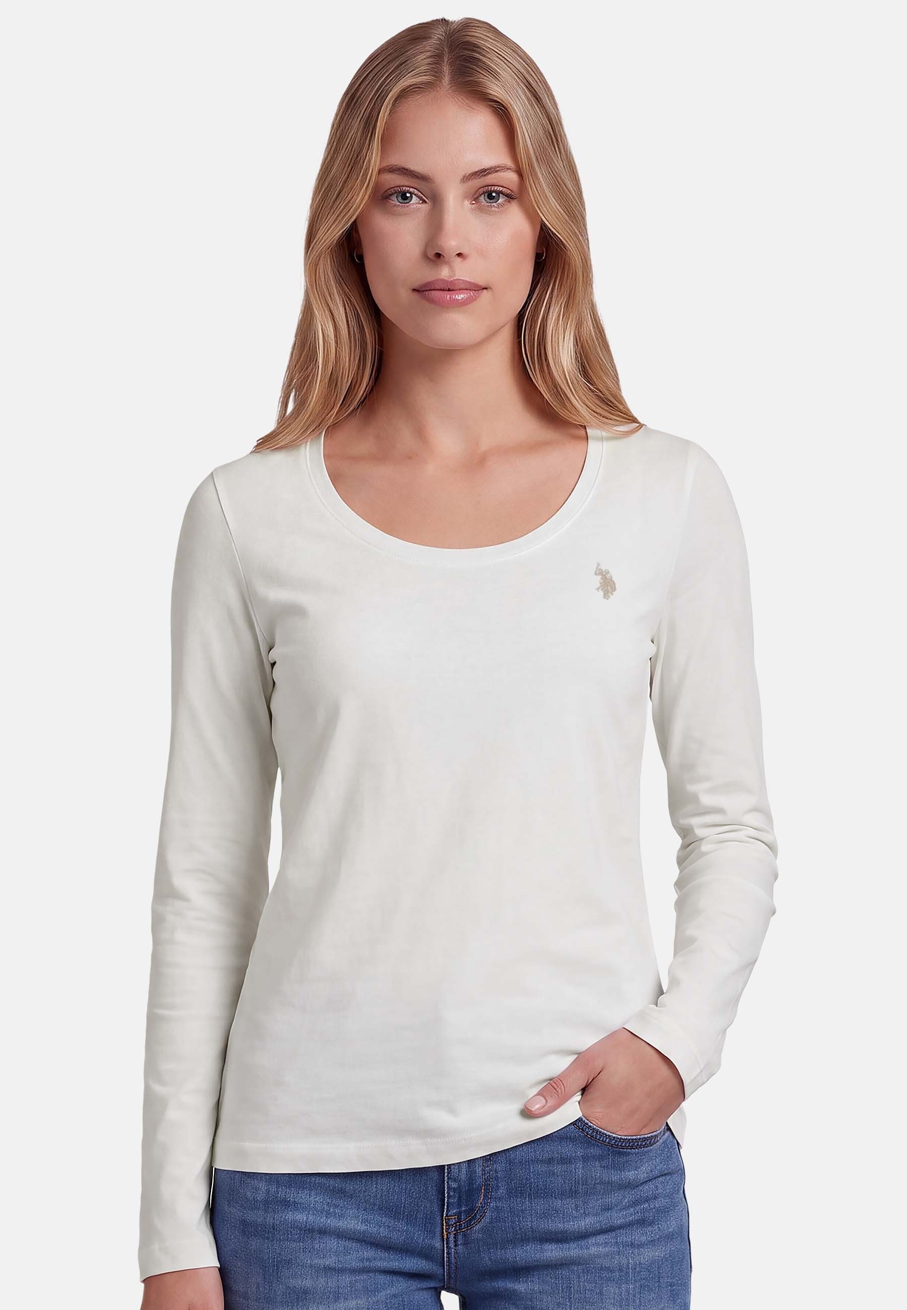 U.S. Polo Assn. Langarmshirt mit Rundhalsausschnitt und Stickereidetails Weiches Longsleeve mit elastischem Materialmix und bequemer …