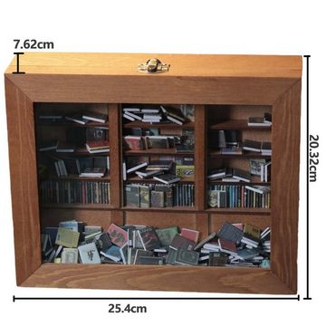 FIDDY 3D-Puzzle Angstlinderung, Stressabbau-Diorama-Rahmen-Box-Spielzeug, 200 Puzzleteile, Miniatur-Buchvitrine, 3D-Bücherregal als Geschenk