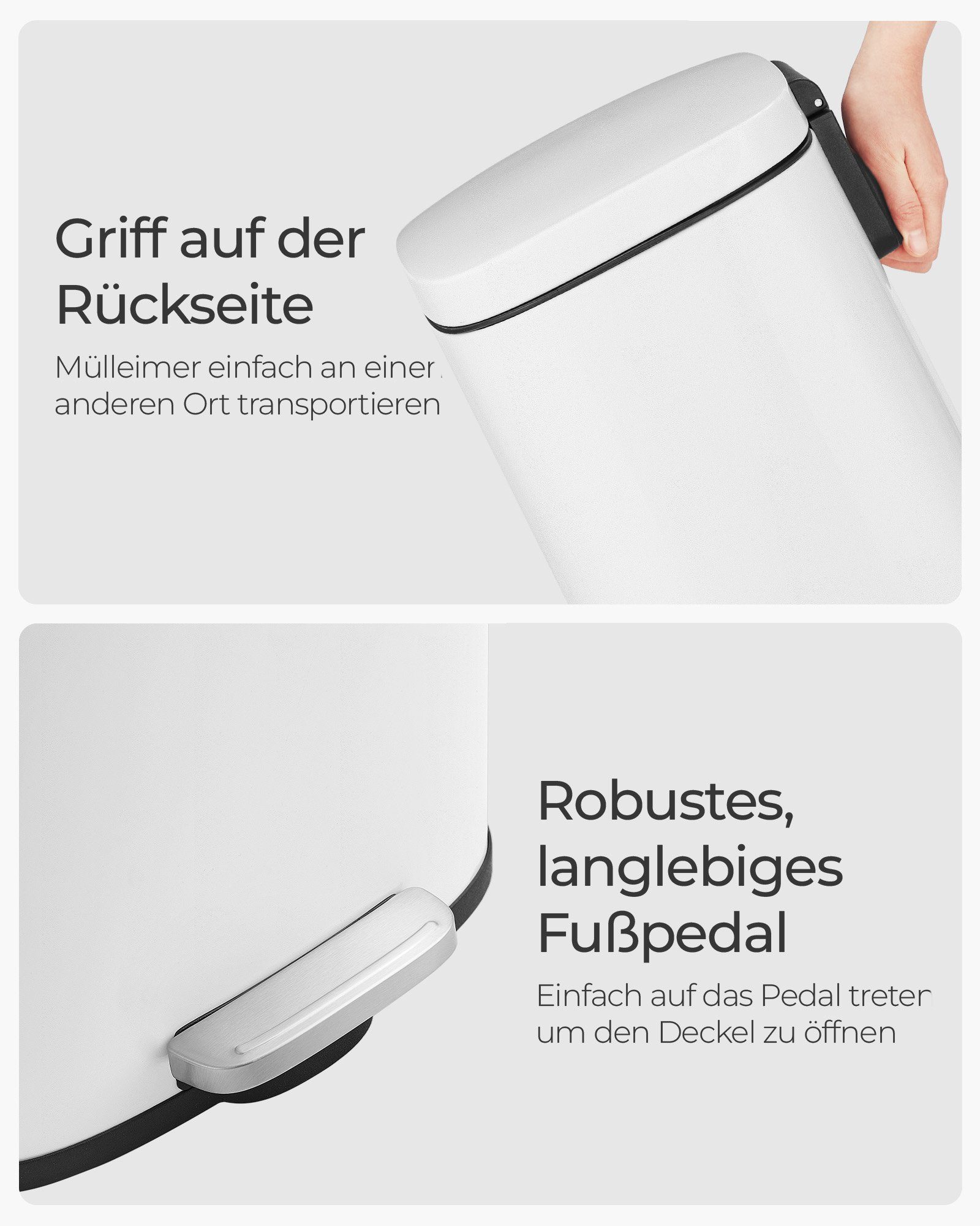 SONGMICS Mülleimer, Müllbehälter, Abfalleimer, 30 L,Softclose