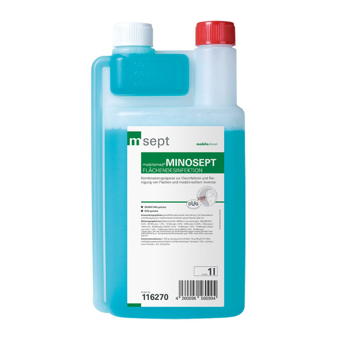 Mobiloclean mobilomed® Minosept flüssiges Konzentrat zur Flächendesinfektion und R Oberflächen-Desinfektionsmittel