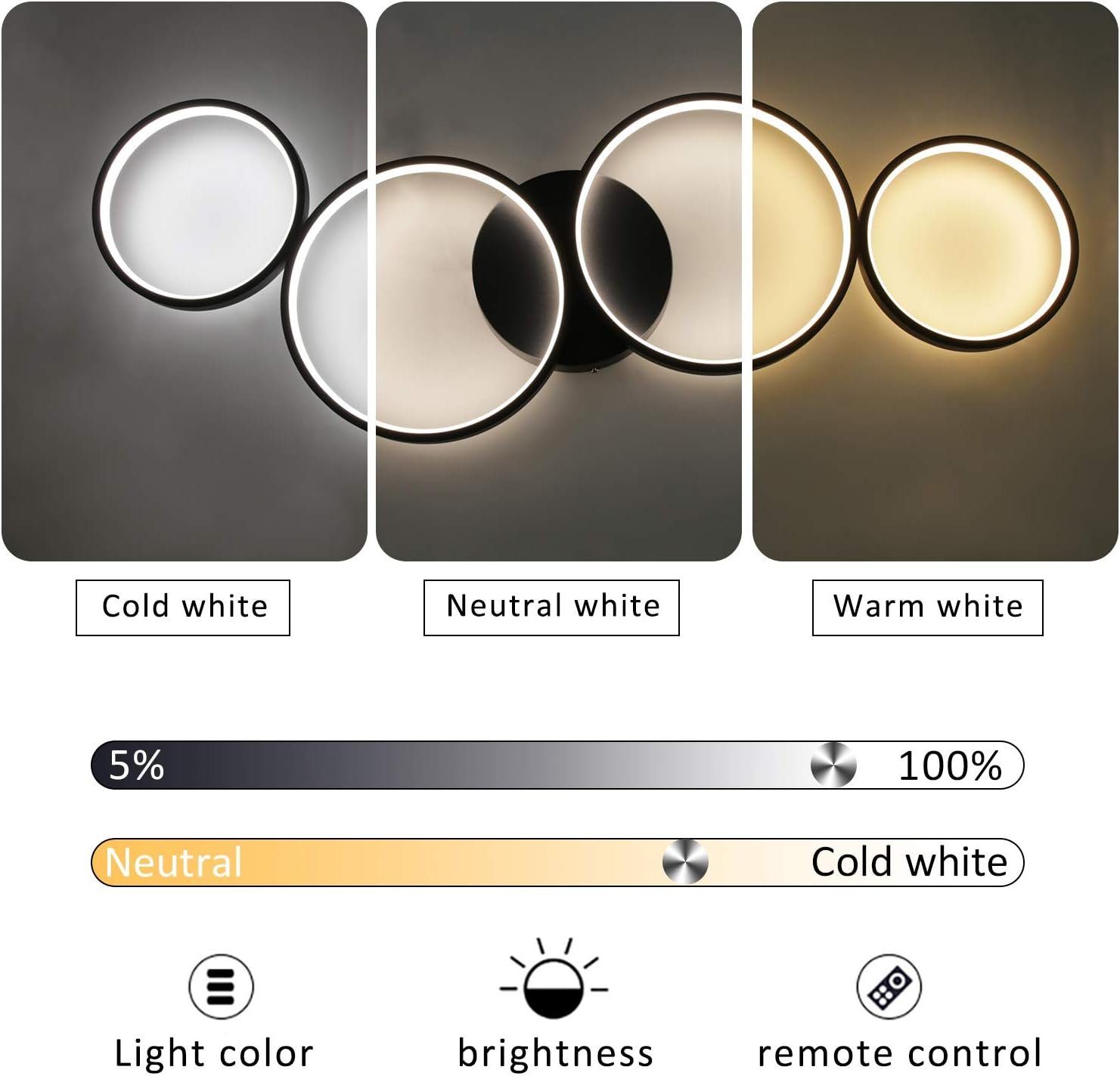 Nettlife LED Deckenleuchte Schwarz Dimmbar Schlafzimmer günstig online kaufen