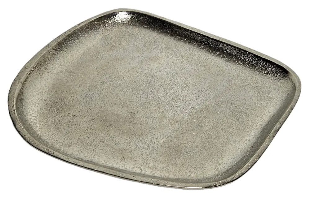 Meinposten Dekoschale Dekoteller Metall silber Dekoschale Metallteller 20 x 18 cm (1 St)