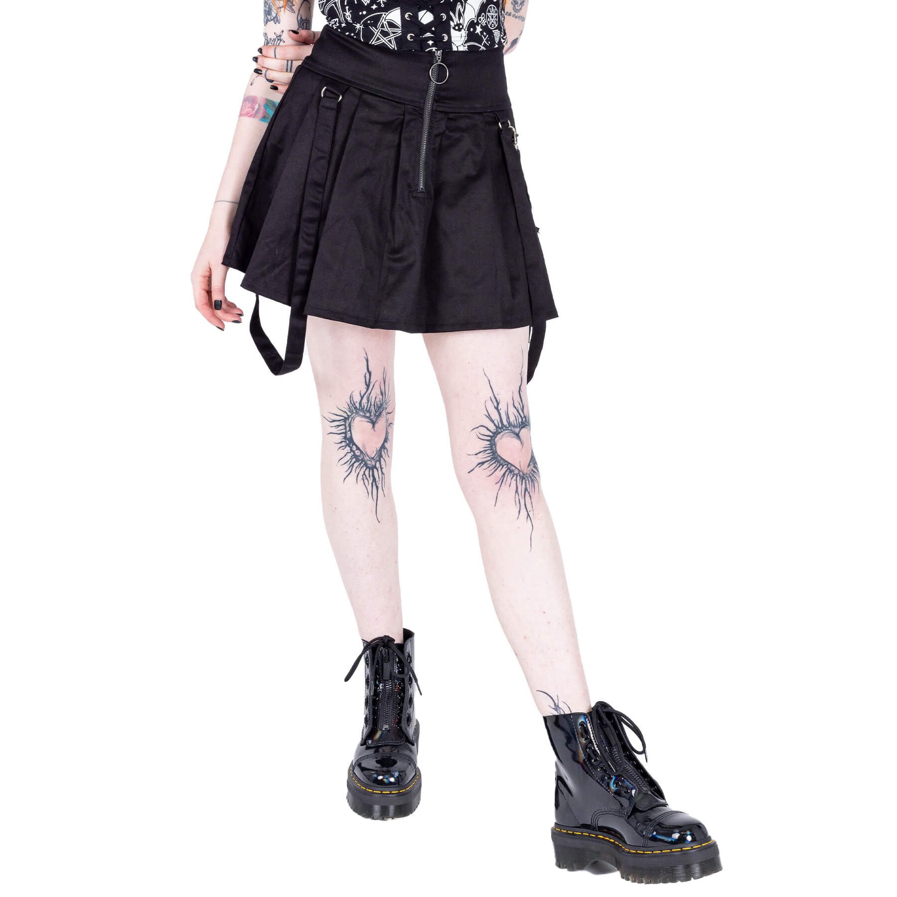 Chemical Black Plisseerock Eseld Punk Gothic Riemen Faltenrock günstig online kaufen