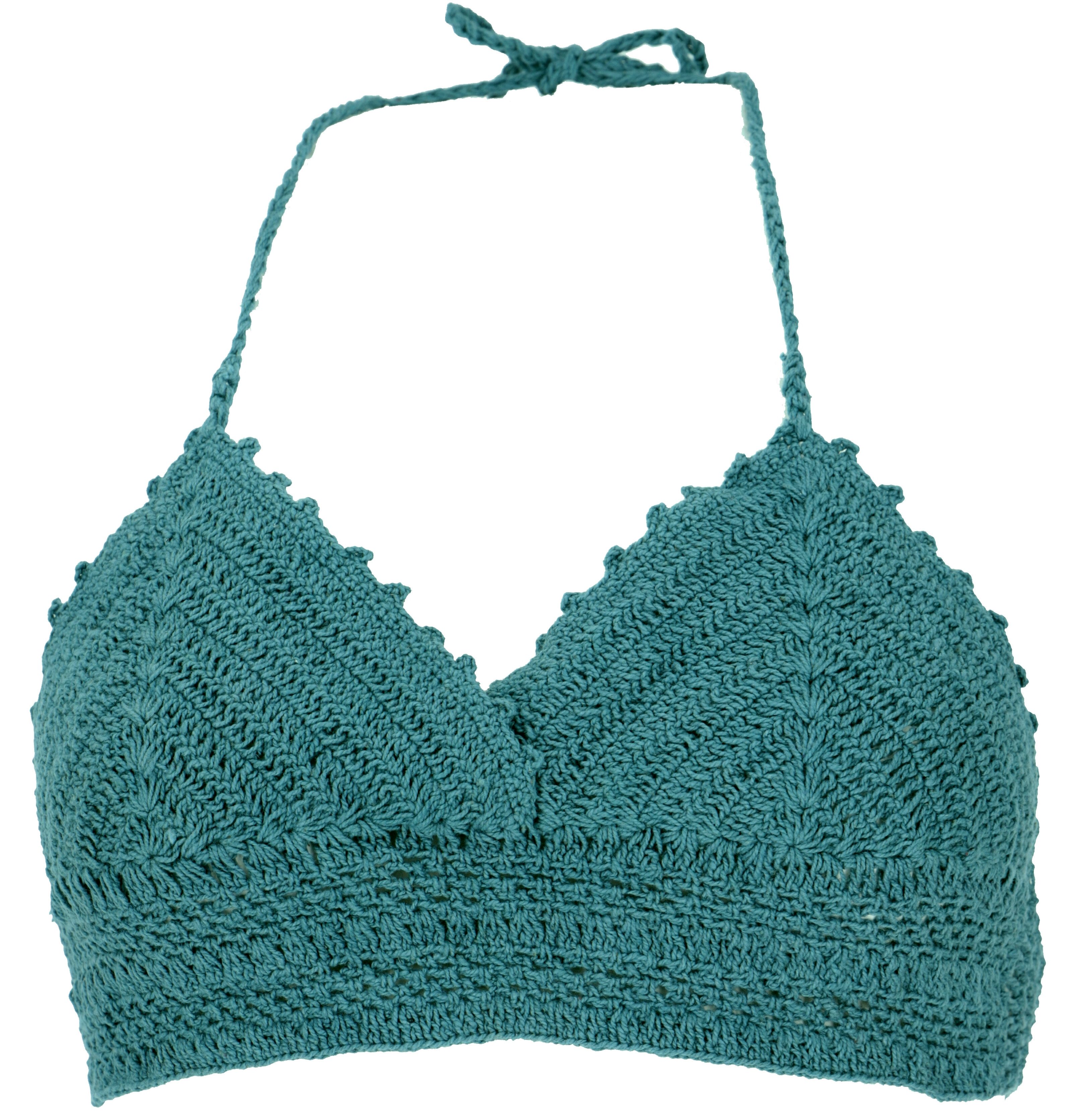 Guru-Shop T-Shirt Häkeltop, Bikinitop, Strandtop, Hippie Bra -.. Festival, Ethno Style, alternative Bekleidung
